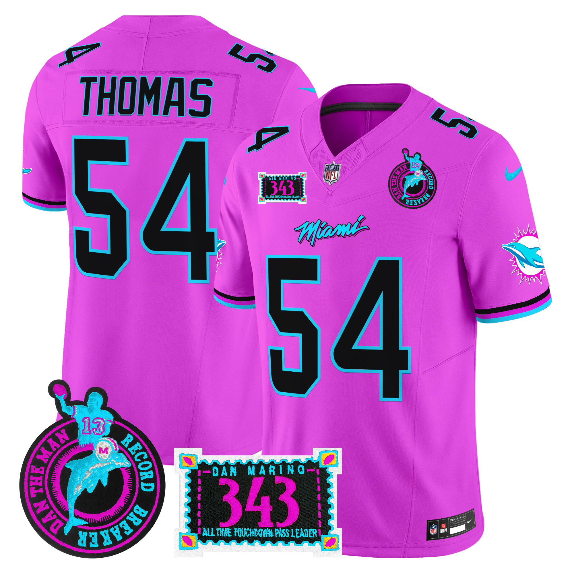 Men's Miami Dolphins "Dan the Man Record Breaker" Patch Vapor Limited Jersey - All Stitched - Image 46