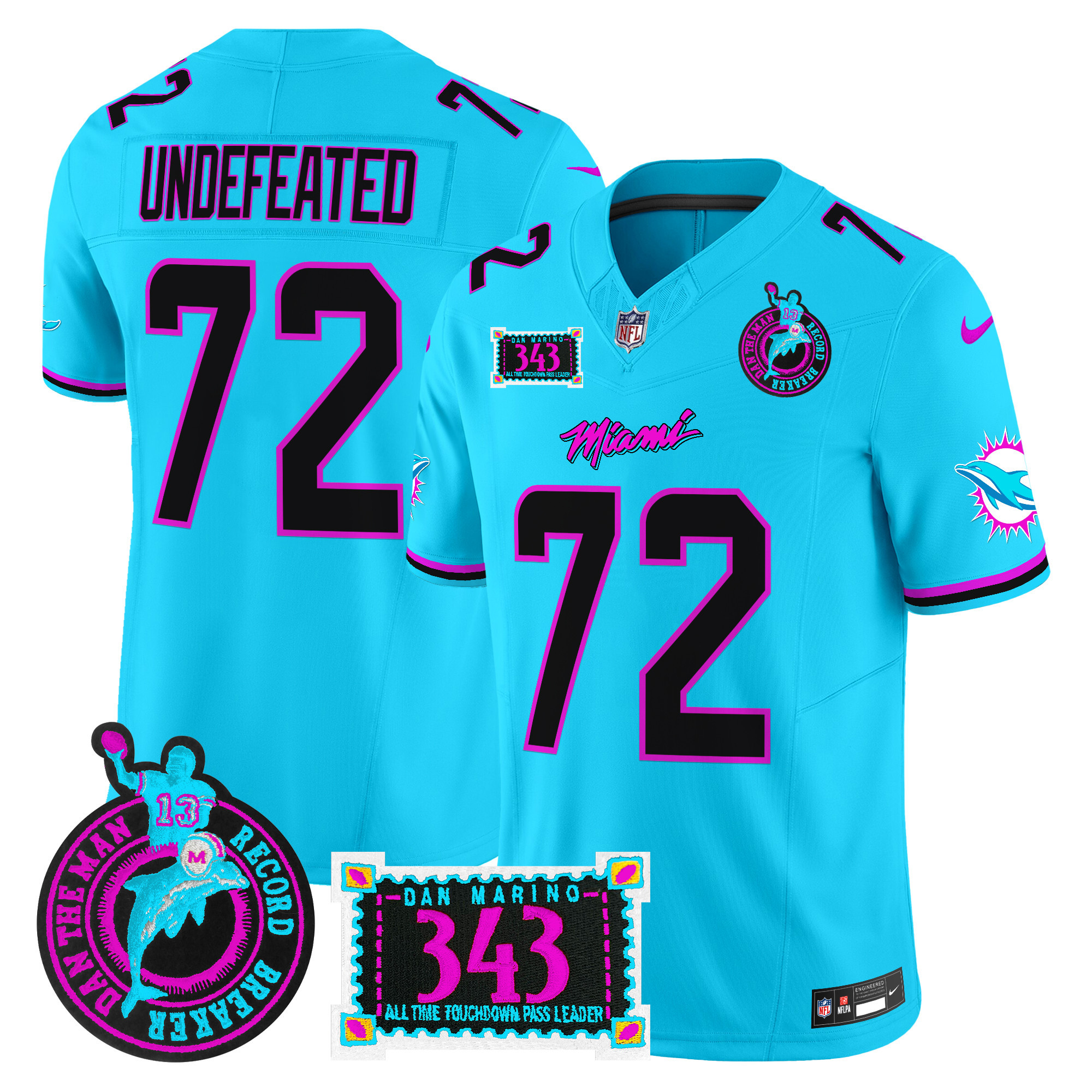 Men's Miami Dolphins "Dan the Man Record Breaker" Patch Vapor Limited Jersey - All Stitched - Image 24