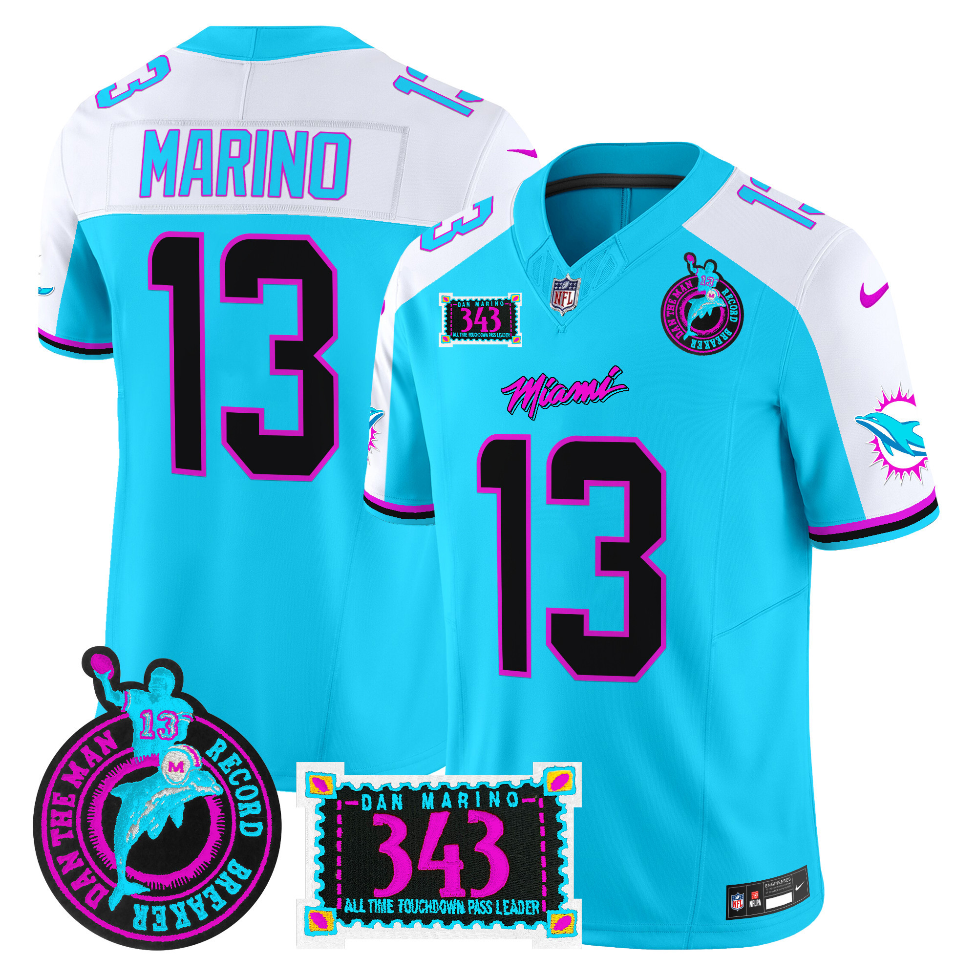 Men's Miami Dolphins "Dan the Man Record Breaker" Patch Vapor Limited Jersey - All Stitched - Image 13