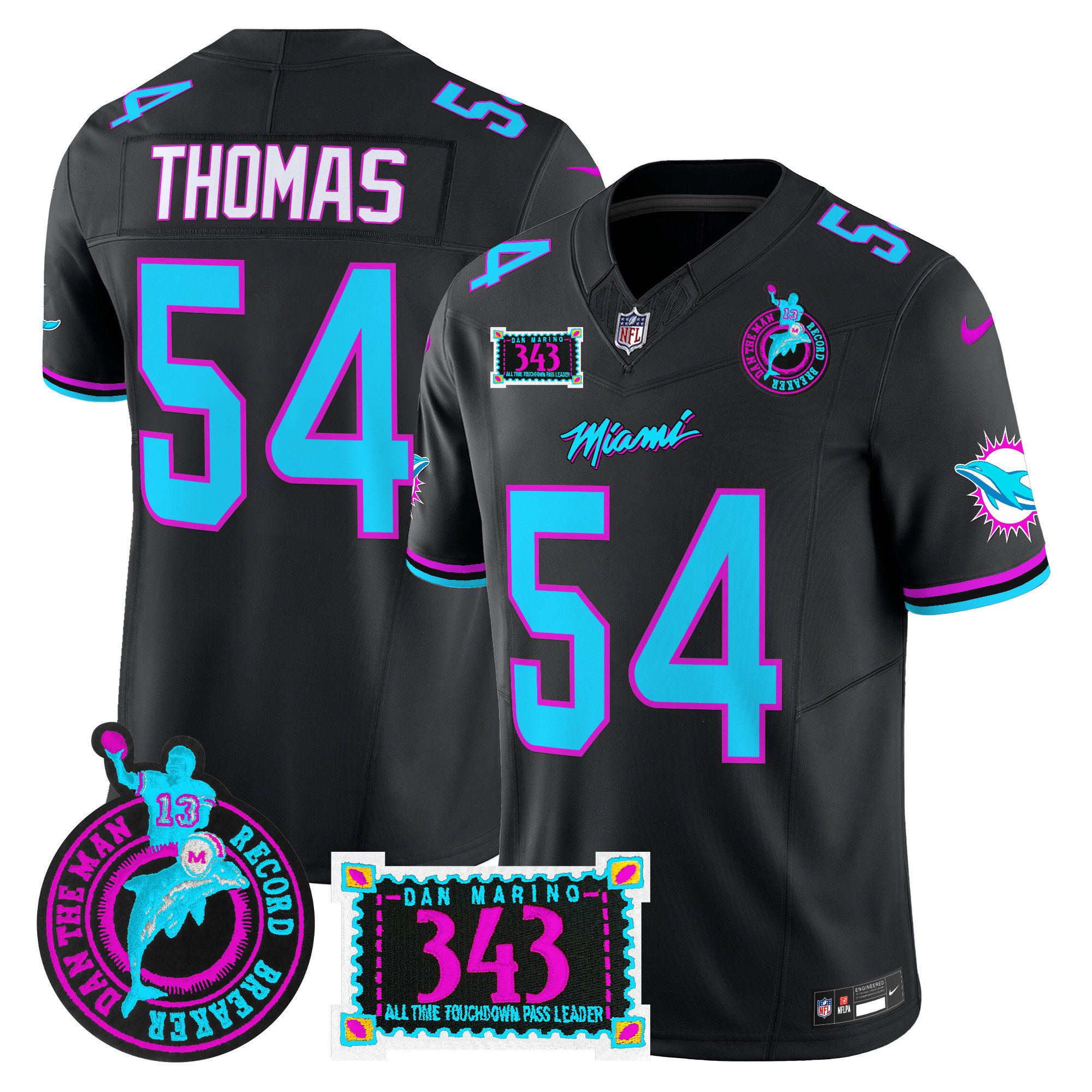 Men's Miami Dolphins "Dan the Man Record Breaker" Patch Vapor Limited Jersey - All Stitched - Image 38