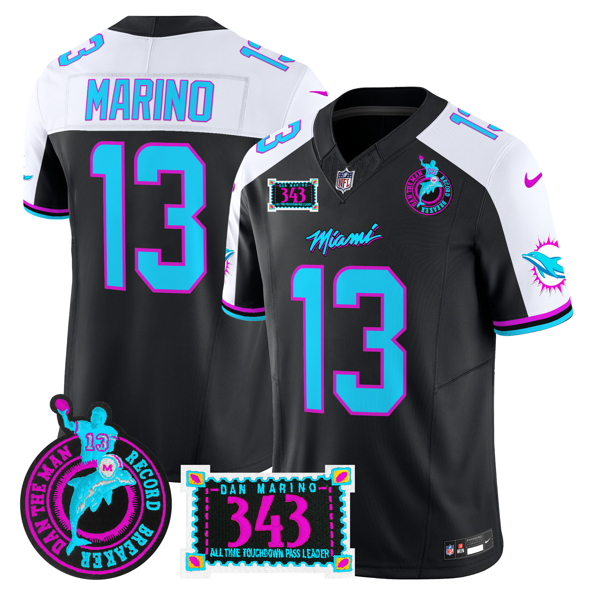 Men's Miami Dolphins "Dan the Man Record Breaker" Patch Vapor Limited Jersey - All Stitched - Image 5