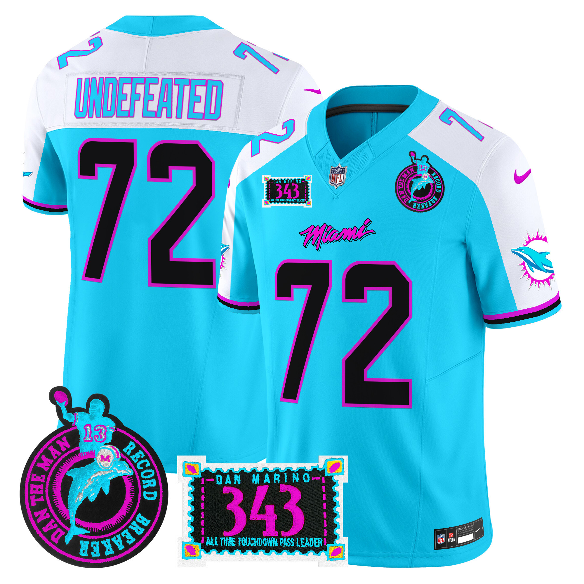 Men's Miami Dolphins "Dan the Man Record Breaker" Patch Vapor Limited Jersey - All Stitched - Image 16