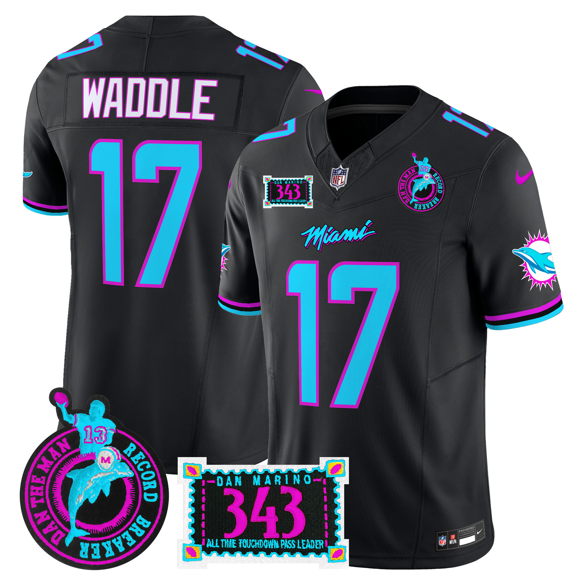 Men's Miami Dolphins "Dan the Man Record Breaker" Patch Vapor Limited Jersey - All Stitched - Image 34