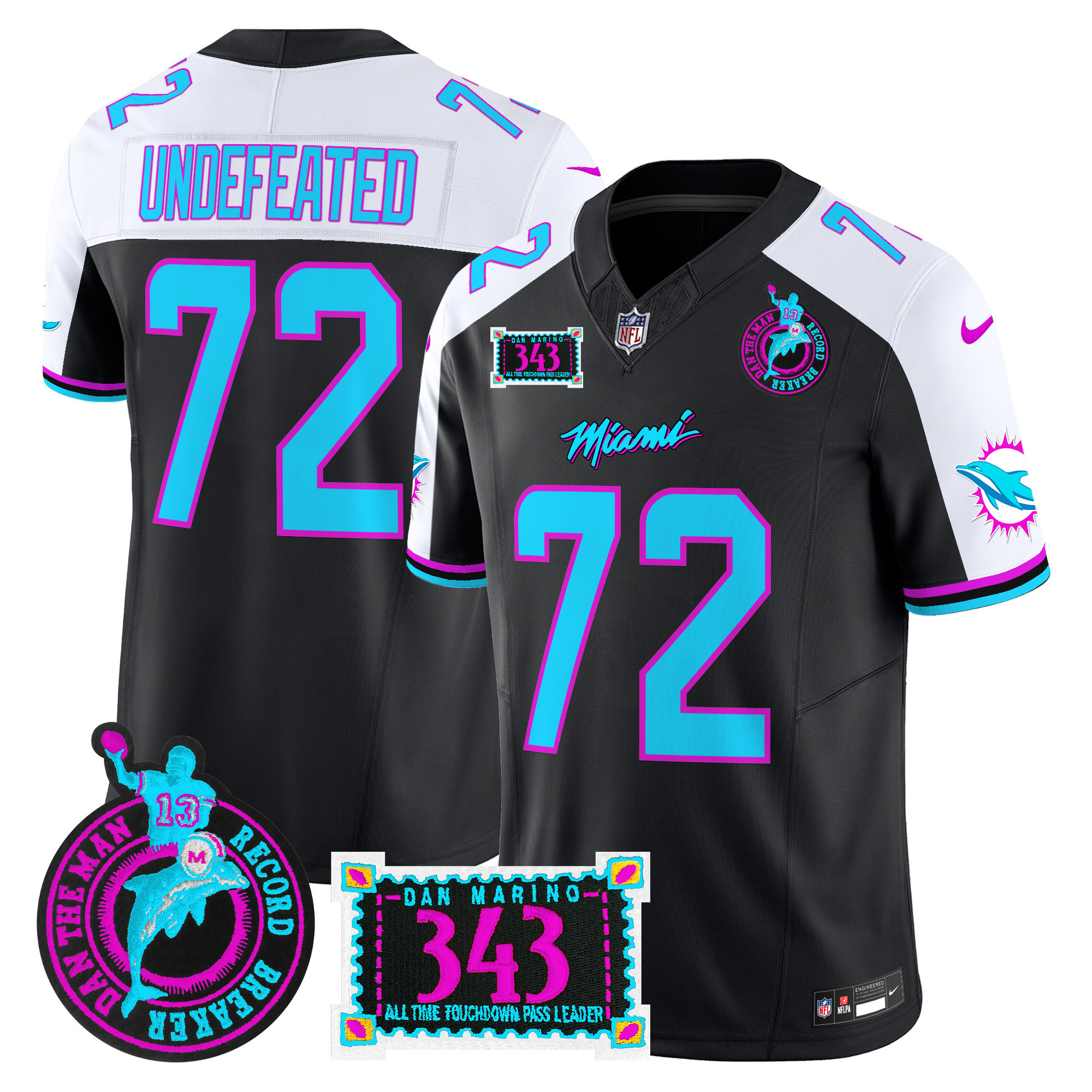 Men's Miami Dolphins "Dan the Man Record Breaker" Patch Vapor Limited Jersey - All Stitched - Image 8