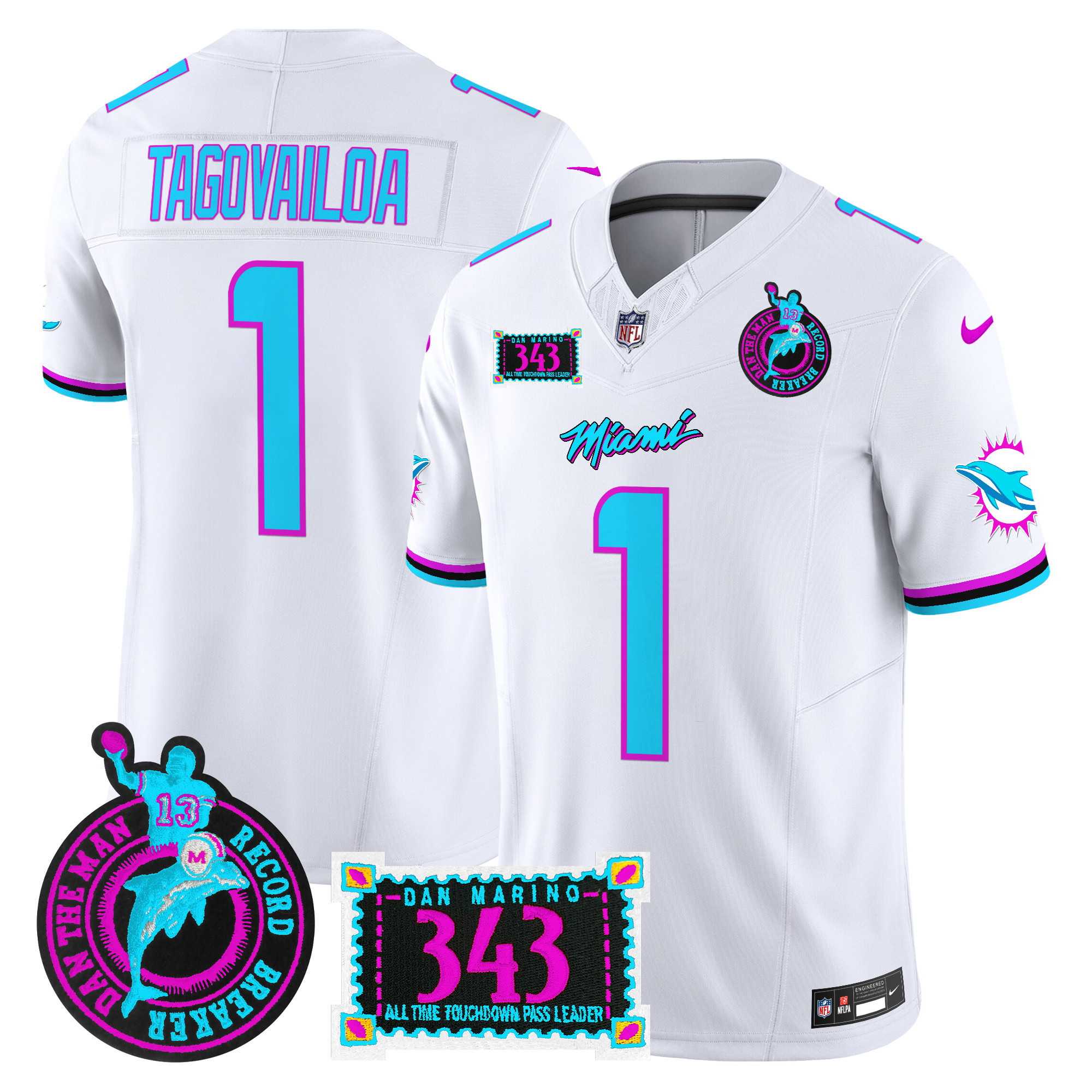 Men's Miami Dolphins "Dan the Man Record Breaker" Patch Vapor Limited Jersey - All Stitched - Image 25