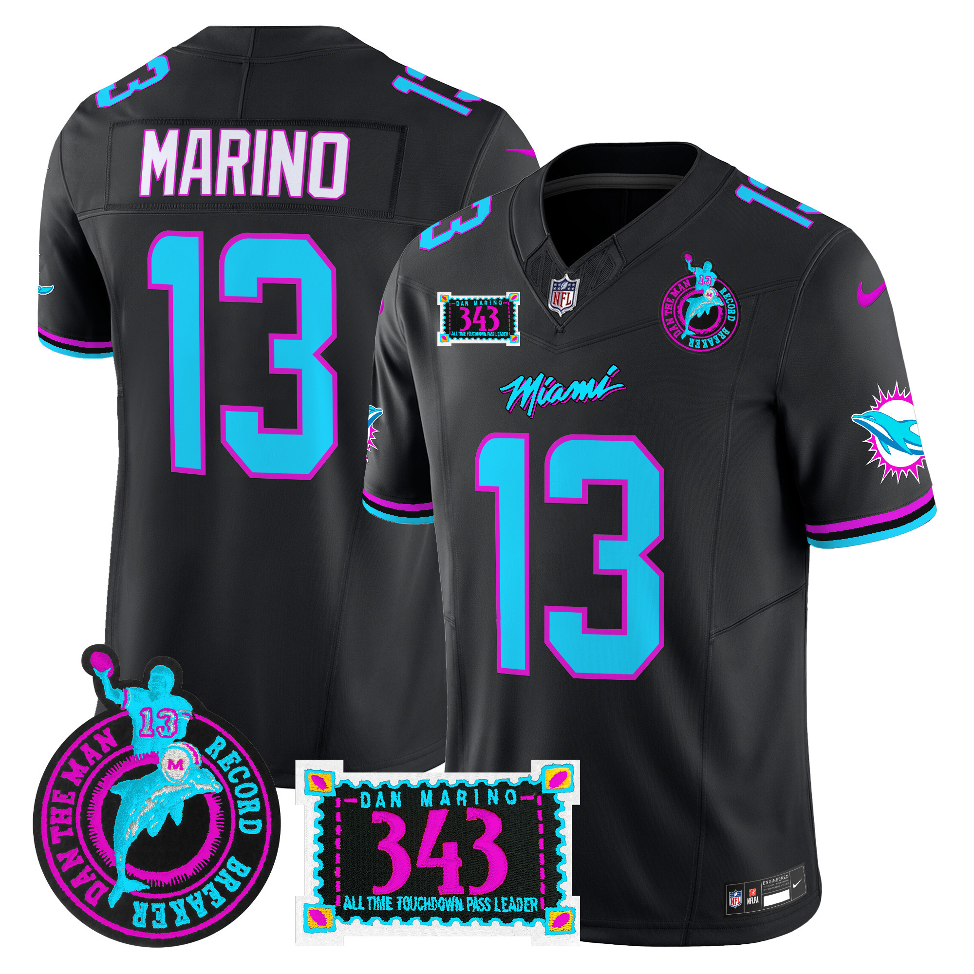Men's Miami Dolphins "Dan the Man Record Breaker" Patch Vapor Limited Jersey - All Stitched - Image 37