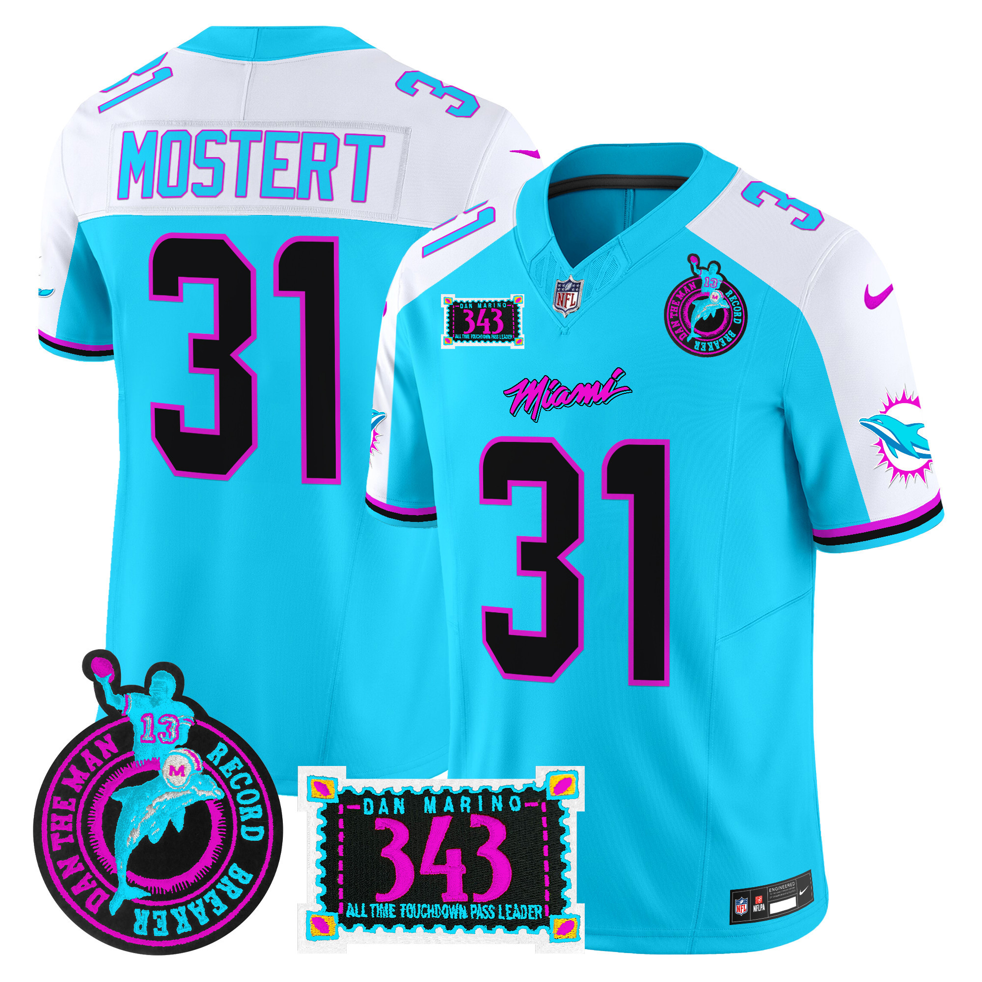 Men's Miami Dolphins "Dan the Man Record Breaker" Patch Vapor Limited Jersey - All Stitched - Image 12