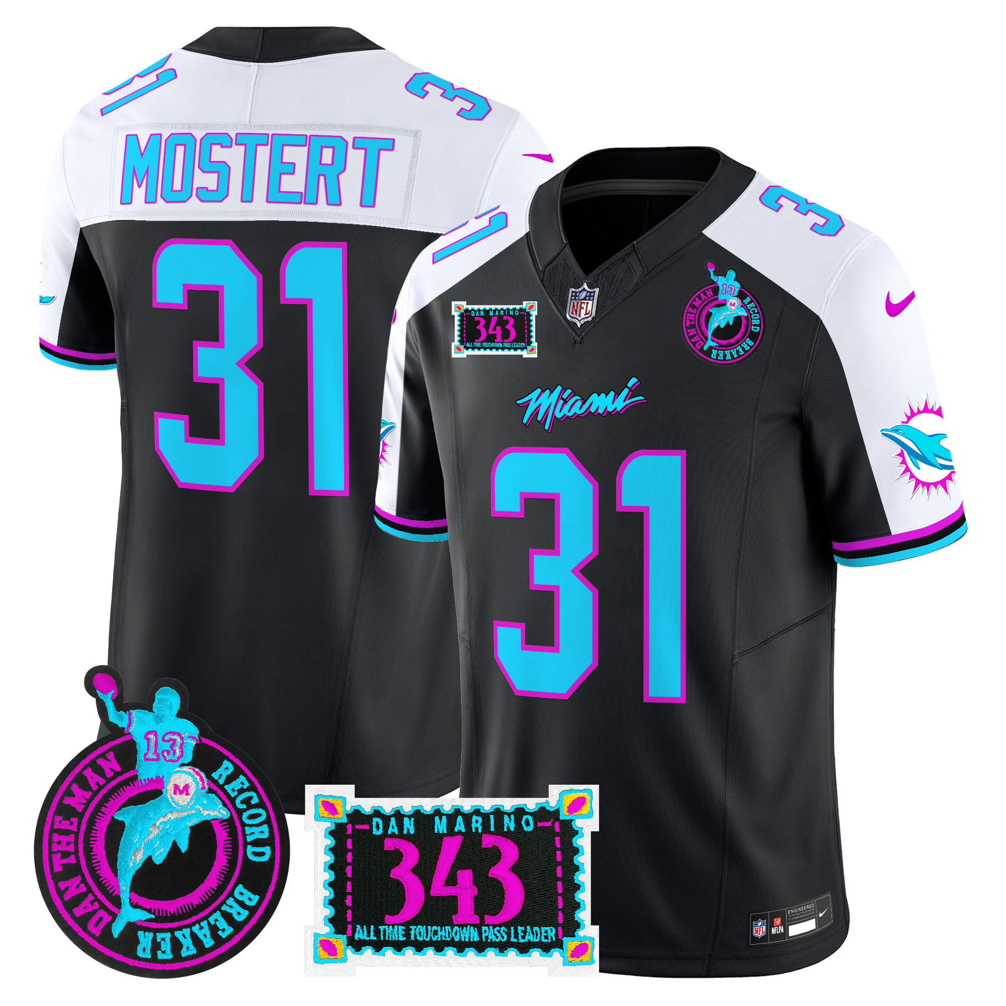 Men's Miami Dolphins "Dan the Man Record Breaker" Patch Vapor Limited Jersey - All Stitched - Image 4