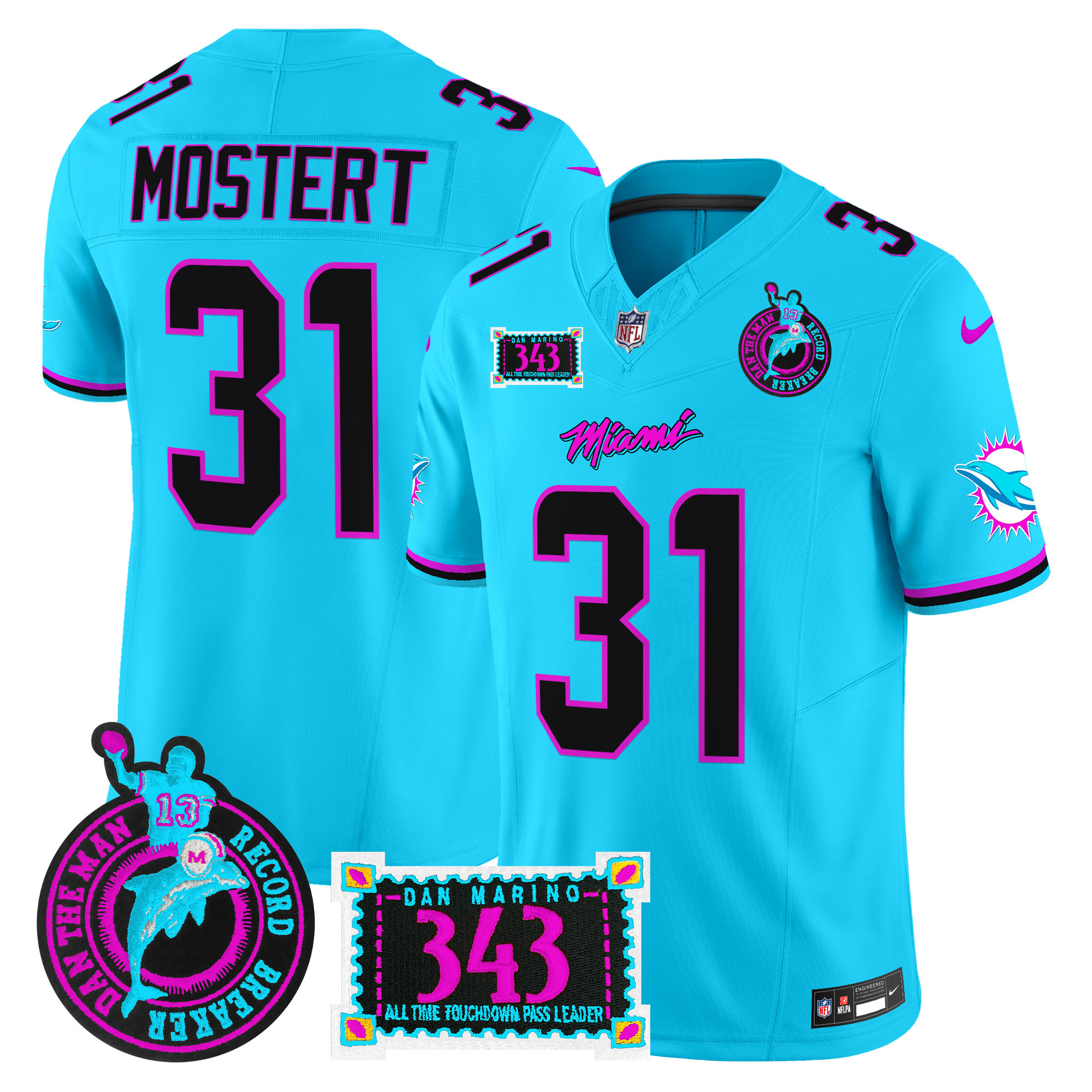 Men's Miami Dolphins "Dan the Man Record Breaker" Patch Vapor Limited Jersey - All Stitched - Image 20