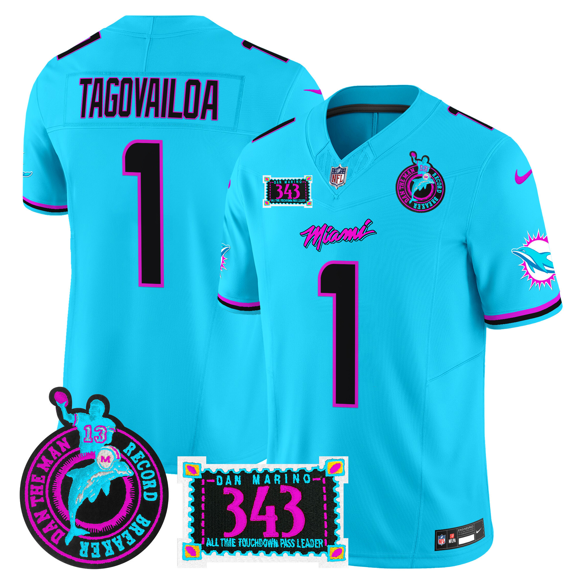 Men's Miami Dolphins "Dan the Man Record Breaker" Patch Vapor Limited Jersey - All Stitched - Image 17