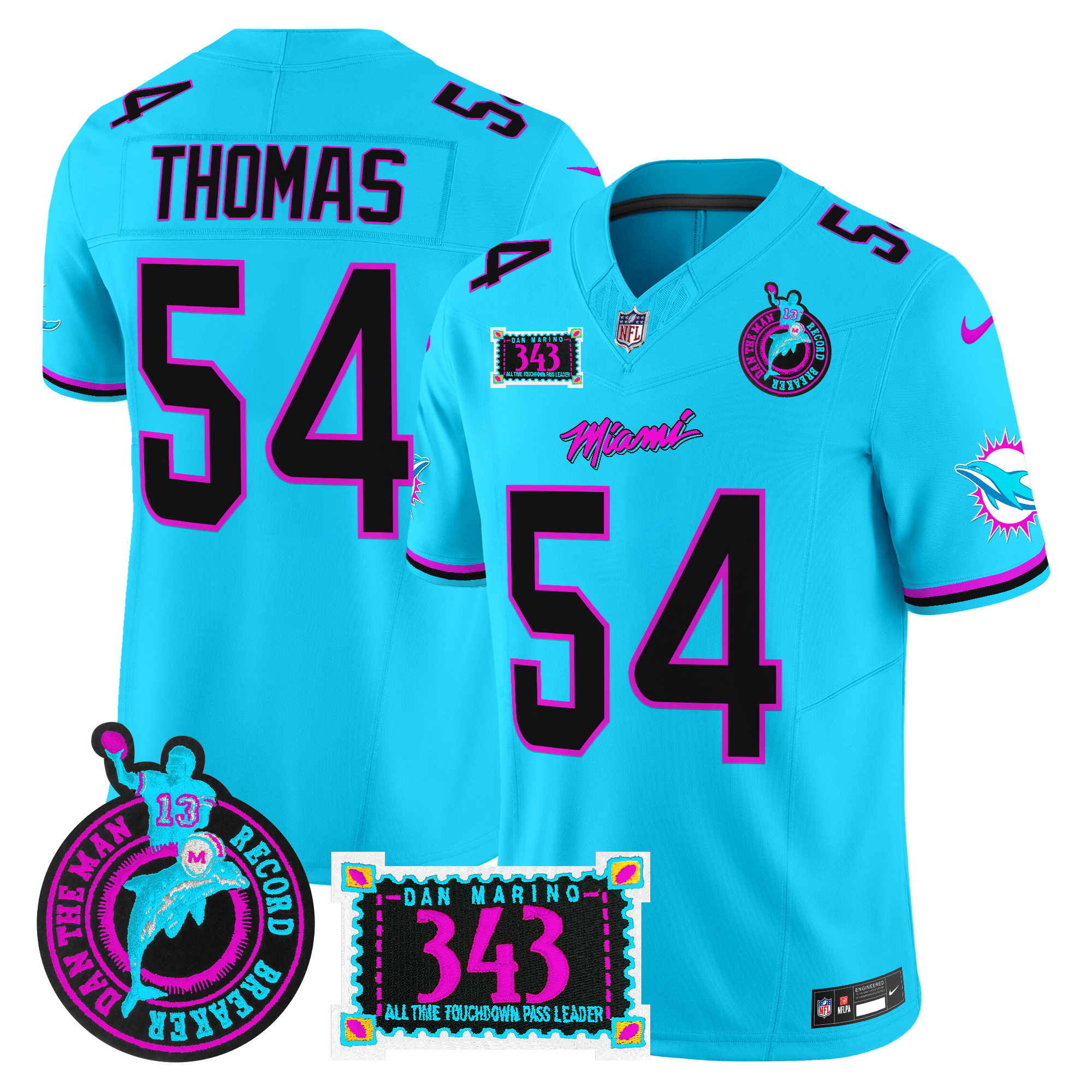 Men's Miami Dolphins "Dan the Man Record Breaker" Patch Vapor Limited Jersey - All Stitched - Image 22