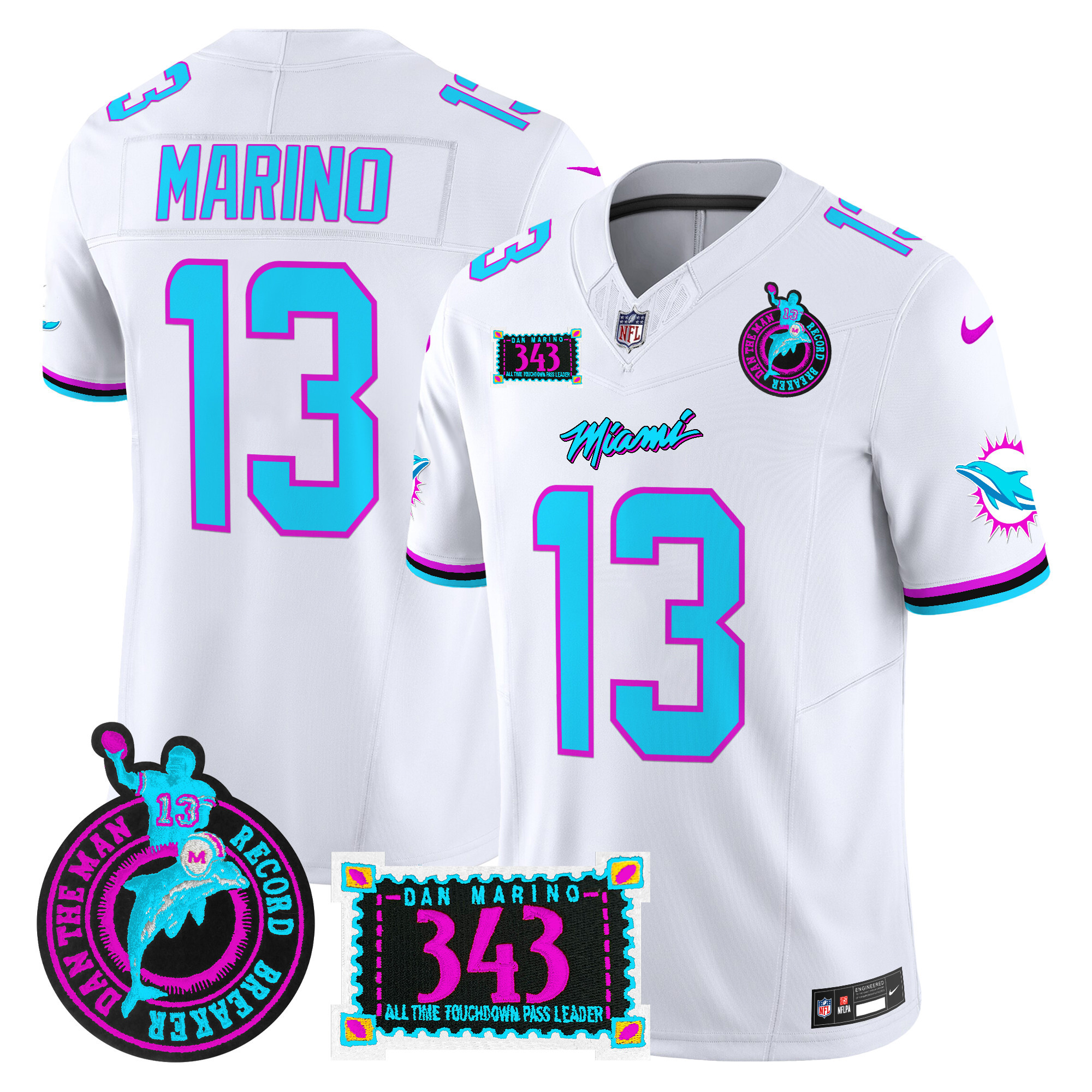 Men's Miami Dolphins "Dan the Man Record Breaker" Patch Vapor Limited Jersey - All Stitched - Image 29