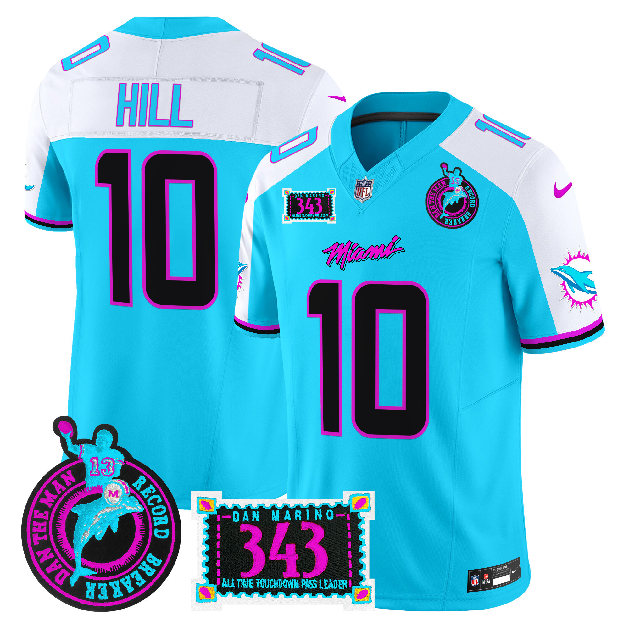 Men's Miami Dolphins "Dan the Man Record Breaker" Patch Vapor Limited Jersey - All Stitched - Image 11