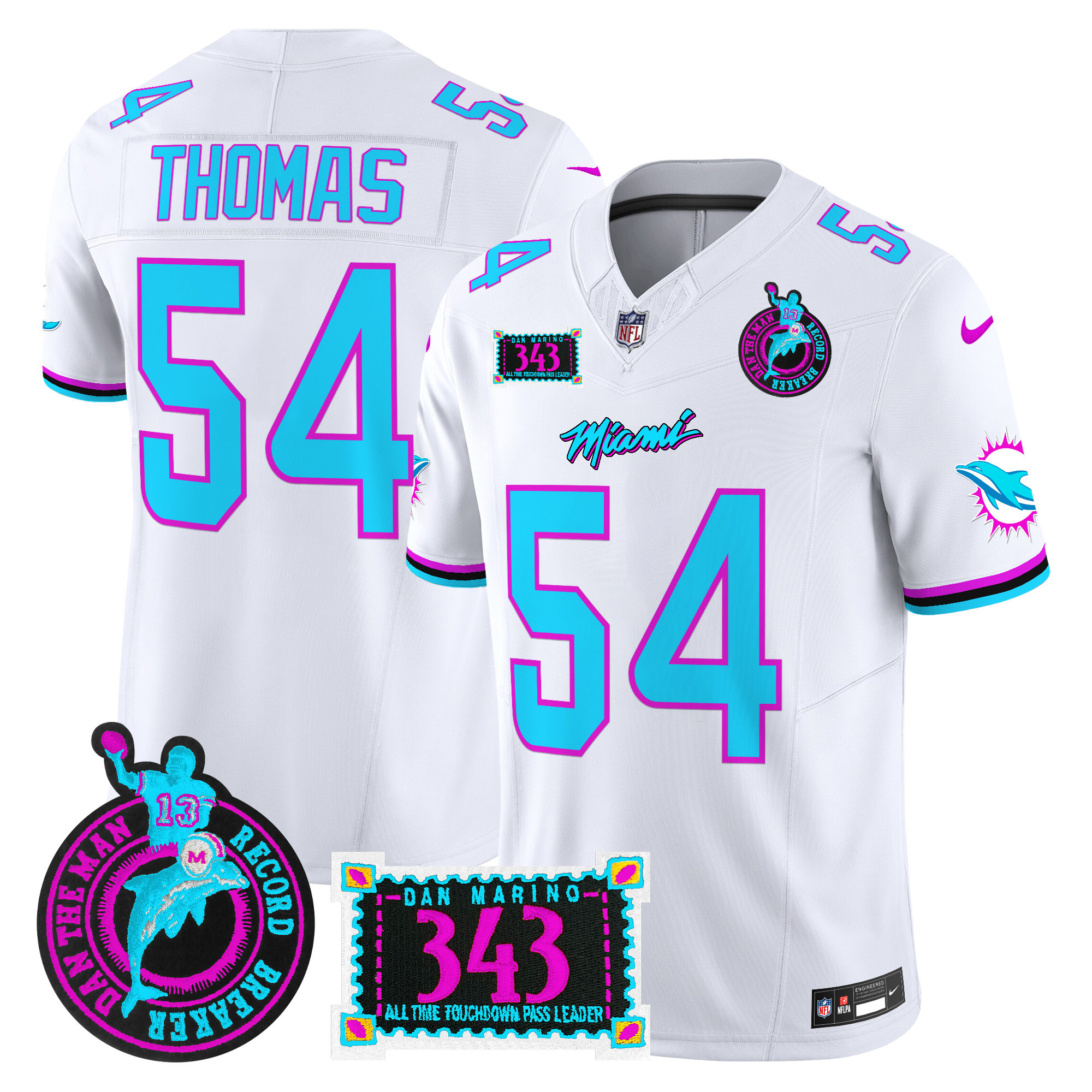 Men's Miami Dolphins "Dan the Man Record Breaker" Patch Vapor Limited Jersey - All Stitched - Image 30