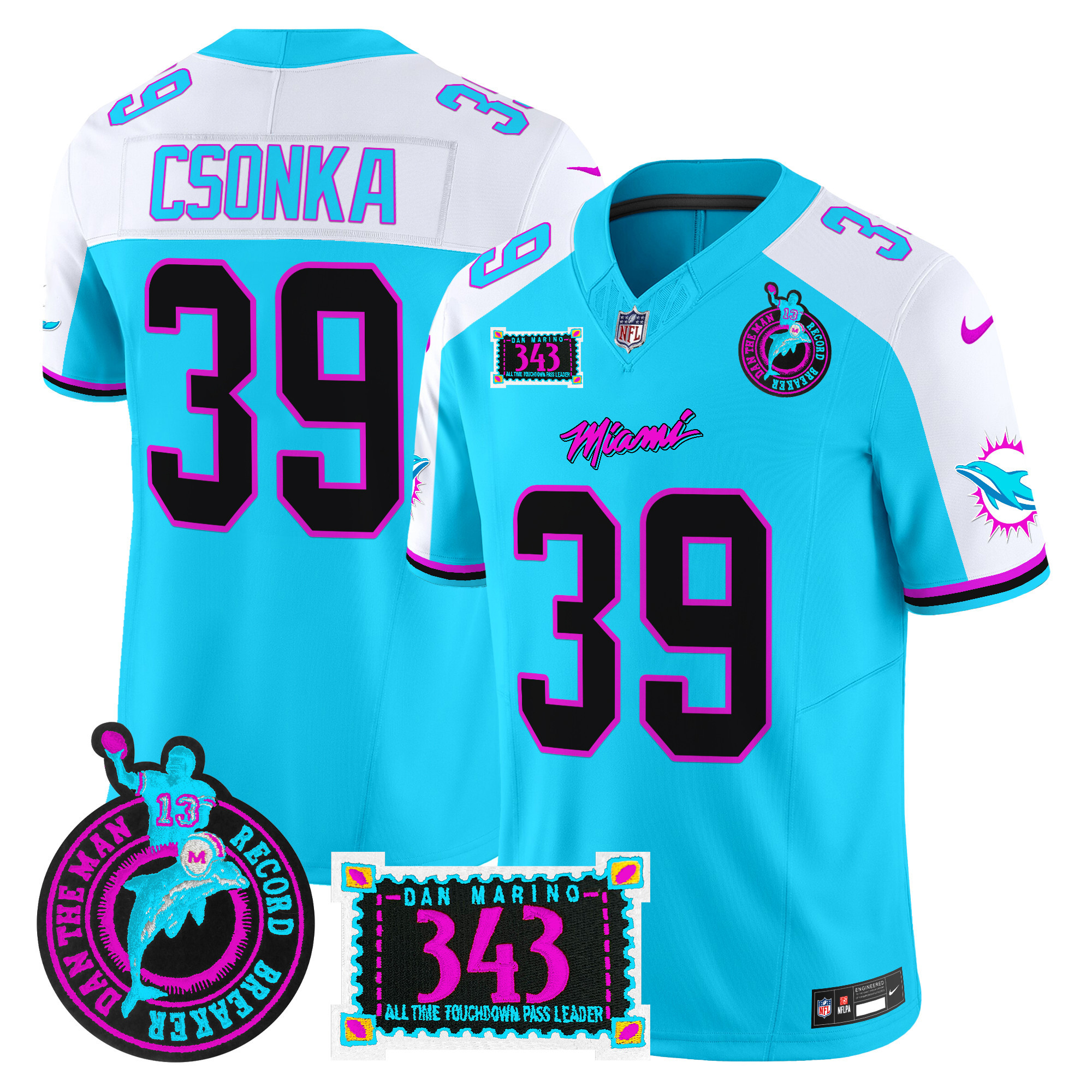 Men's Miami Dolphins "Dan the Man Record Breaker" Patch Vapor Limited Jersey - All Stitched - Image 15