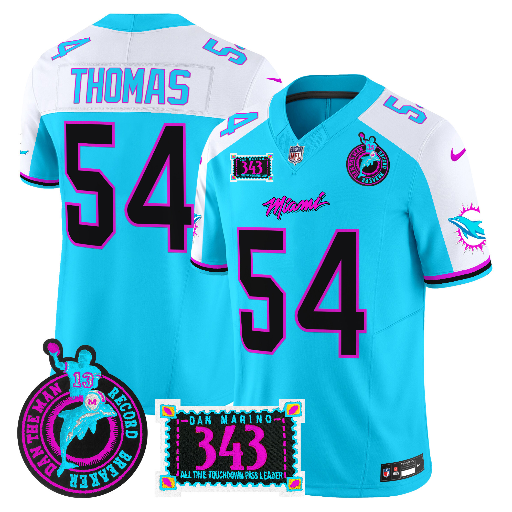 Men's Miami Dolphins "Dan the Man Record Breaker" Patch Vapor Limited Jersey - All Stitched - Image 14