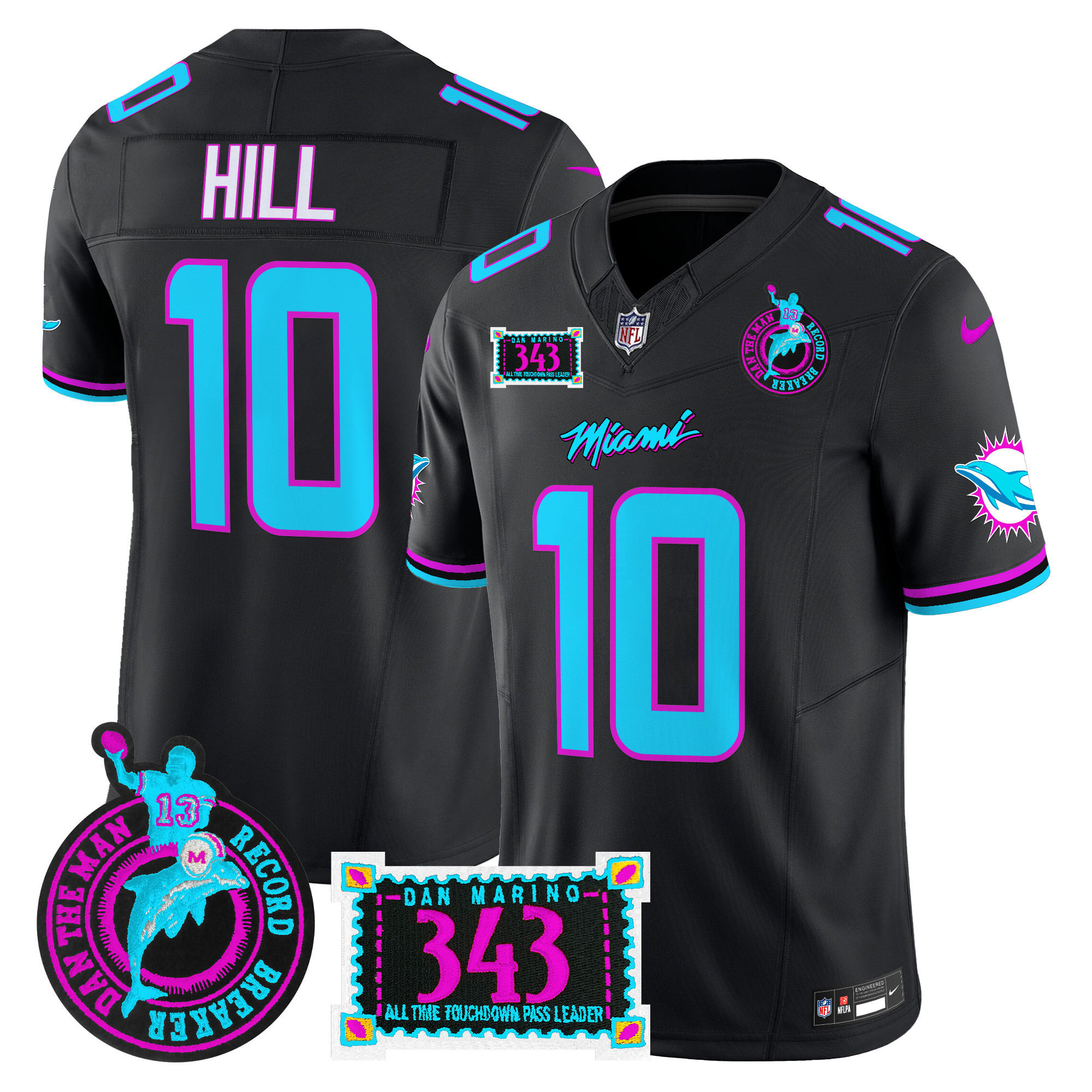 Men's Miami Dolphins "Dan the Man Record Breaker" Patch Vapor Limited Jersey - All Stitched - Image 35