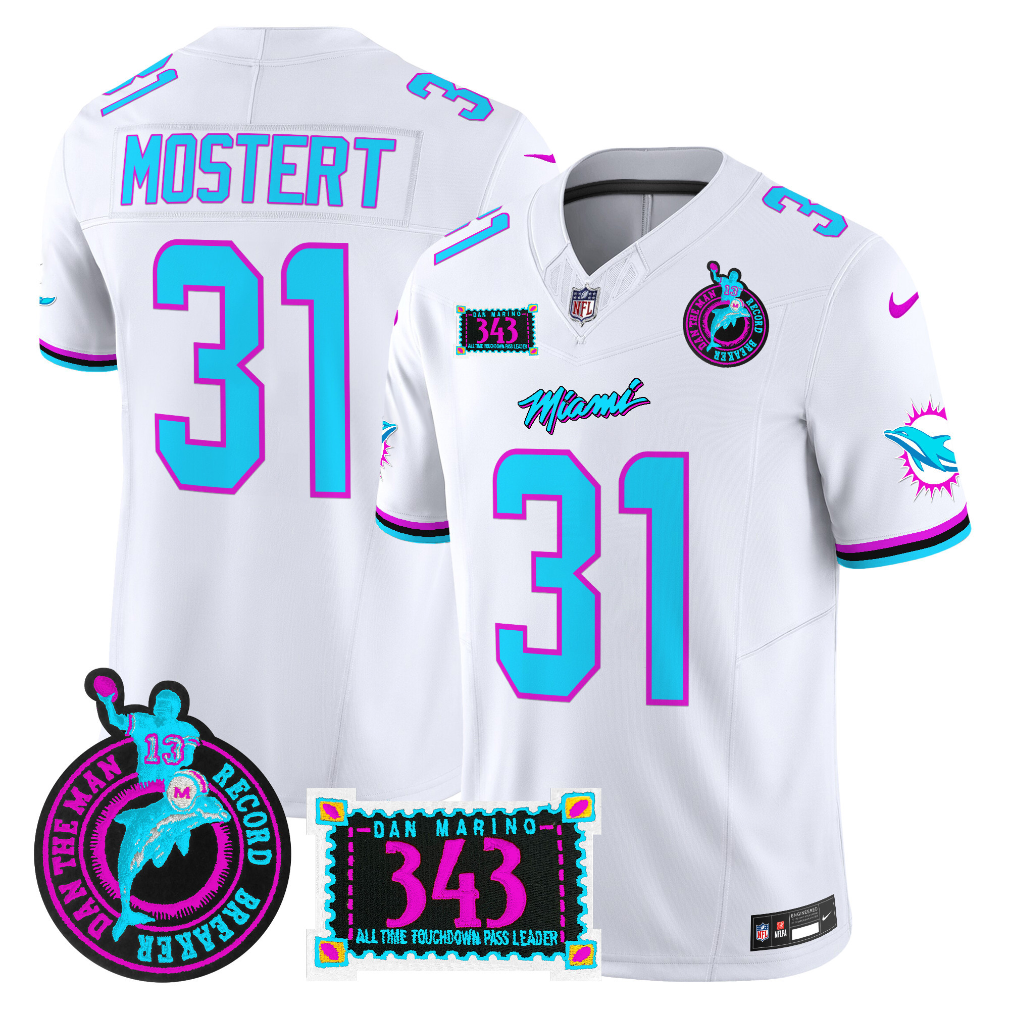 Men's Miami Dolphins "Dan the Man Record Breaker" Patch Vapor Limited Jersey - All Stitched - Image 28