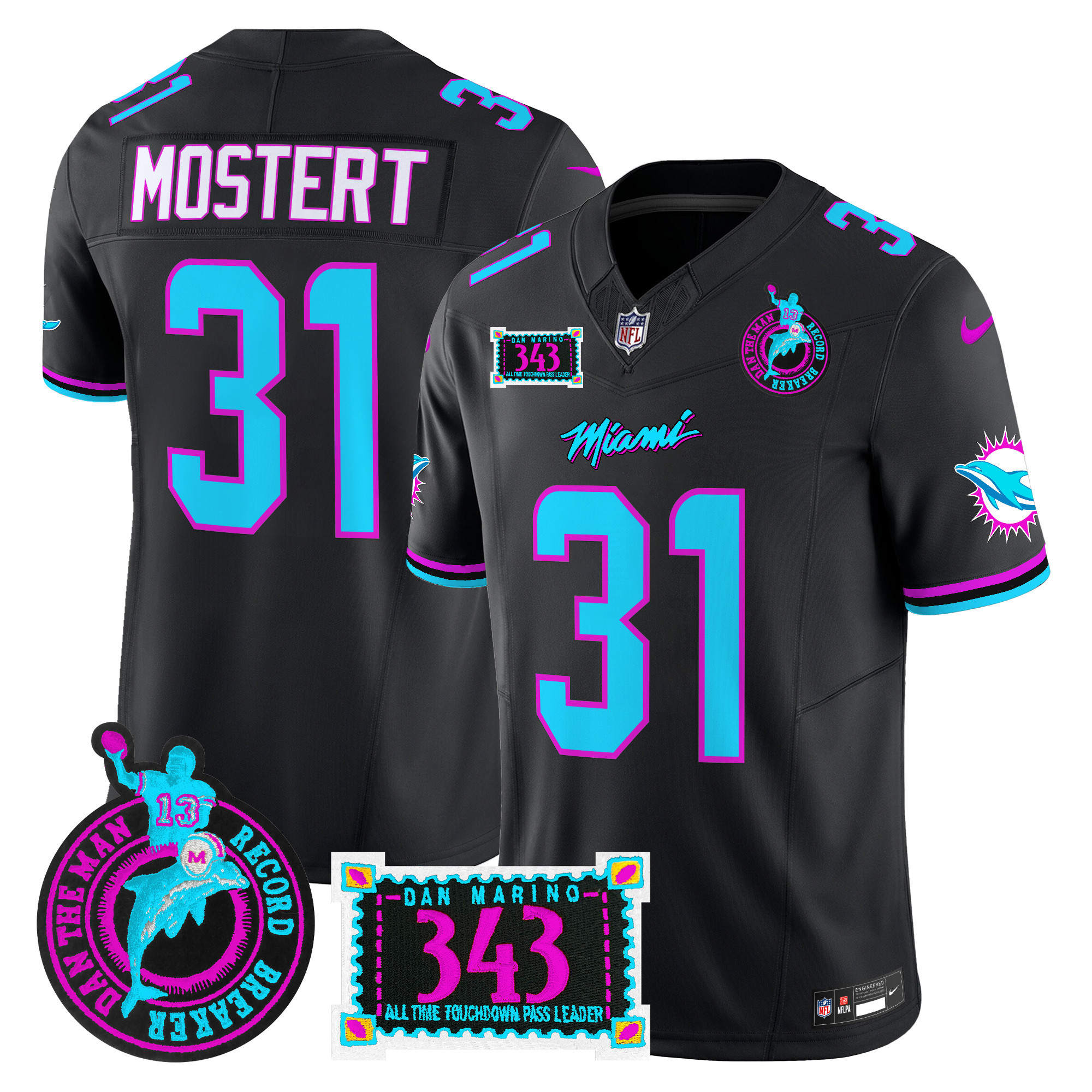 Men's Miami Dolphins "Dan the Man Record Breaker" Patch Vapor Limited Jersey - All Stitched - Image 36