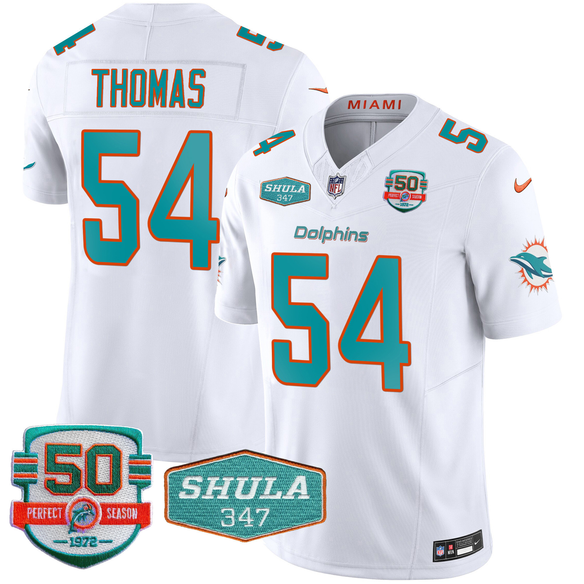 Men's Miami Dolphins Shula 347 Patch Vapor Limited Jersey V2 - All Stitched - Image 30