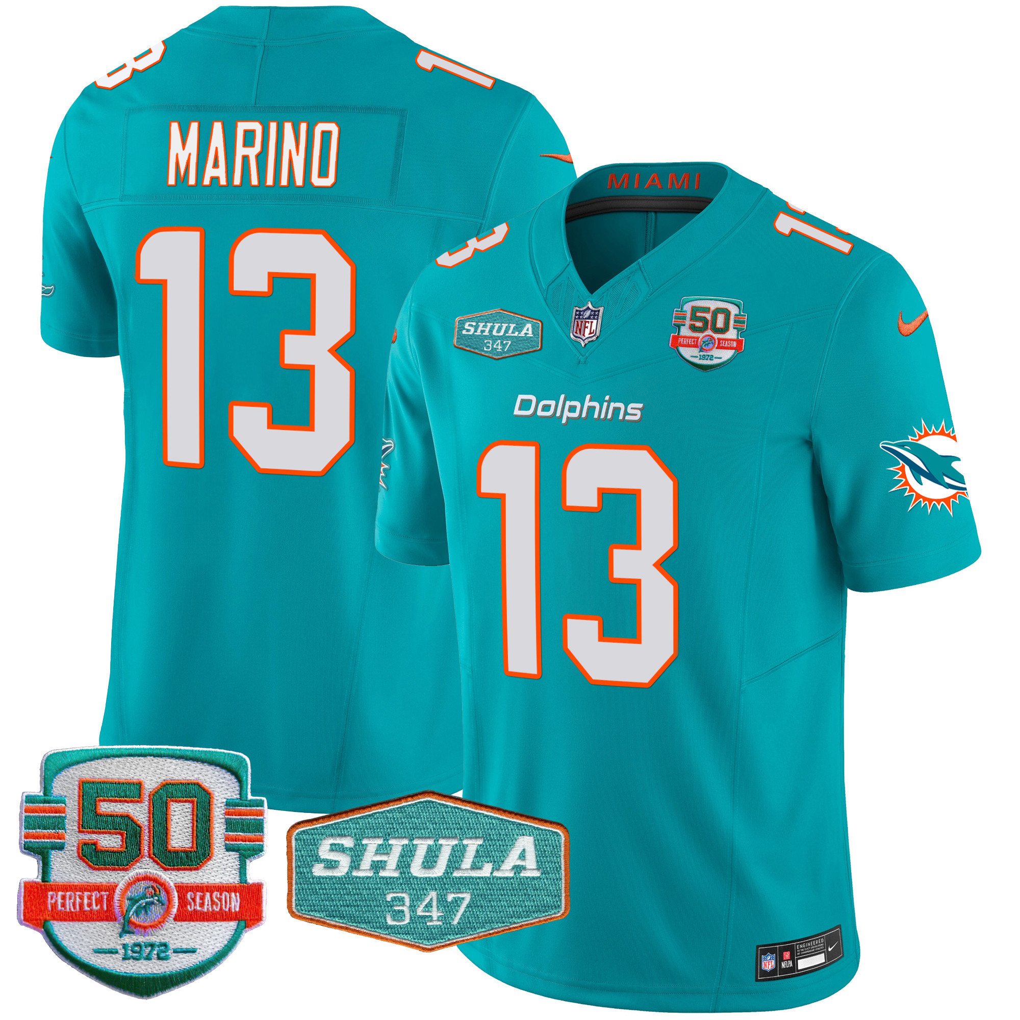 Men's Miami Dolphins Shula 347 Patch Vapor Limited Jersey V2 - All Stitched - Image 21