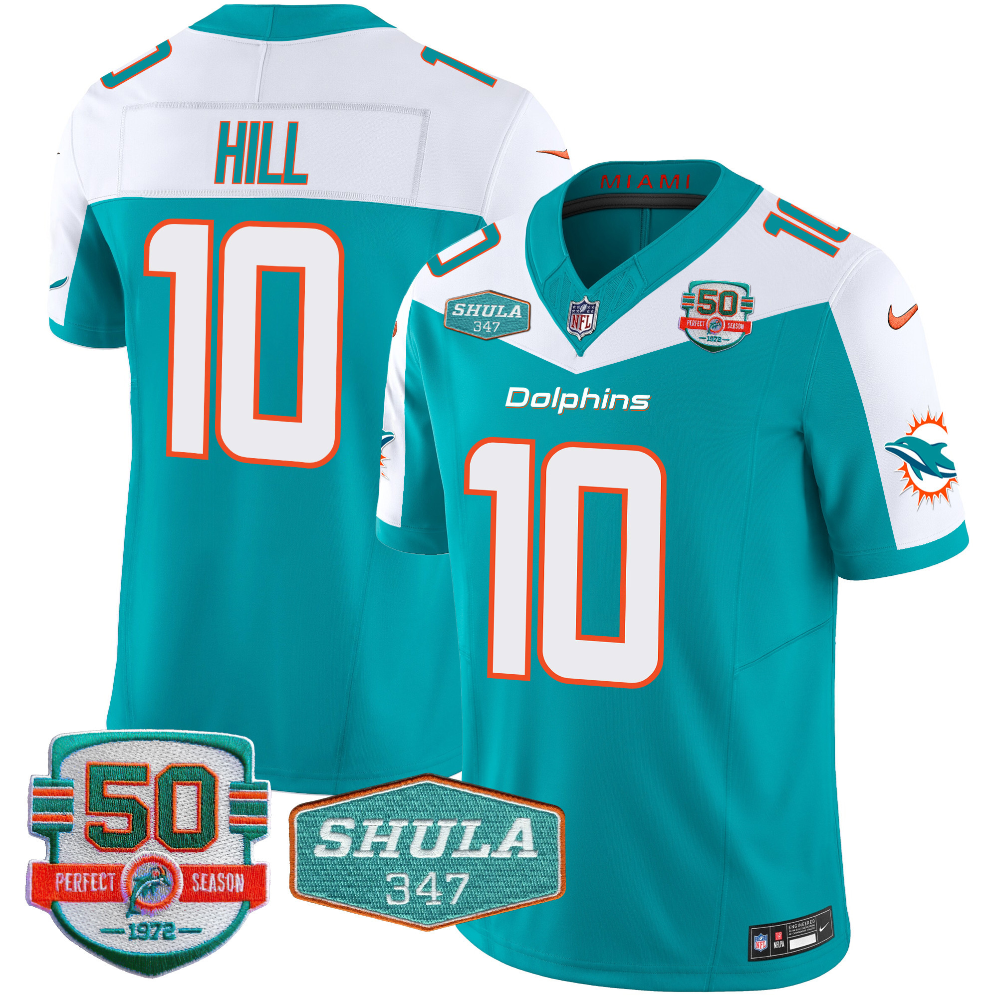 Men's Miami Dolphins Shula 347 Patch Vapor Limited Jersey V2 - All Stitched - Image 11