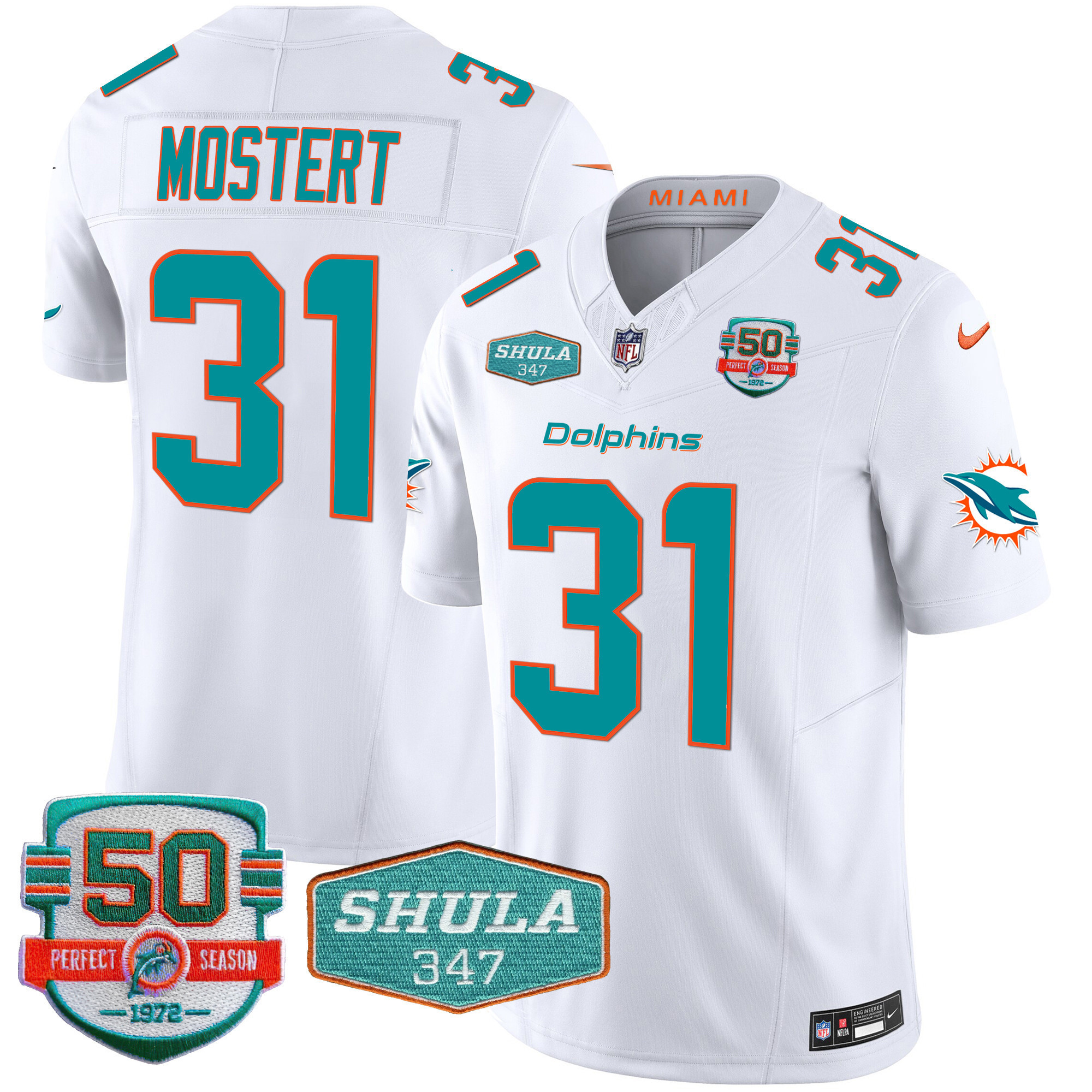 Men's Miami Dolphins Shula 347 Patch Vapor Limited Jersey V2 - All Stitched - Image 28