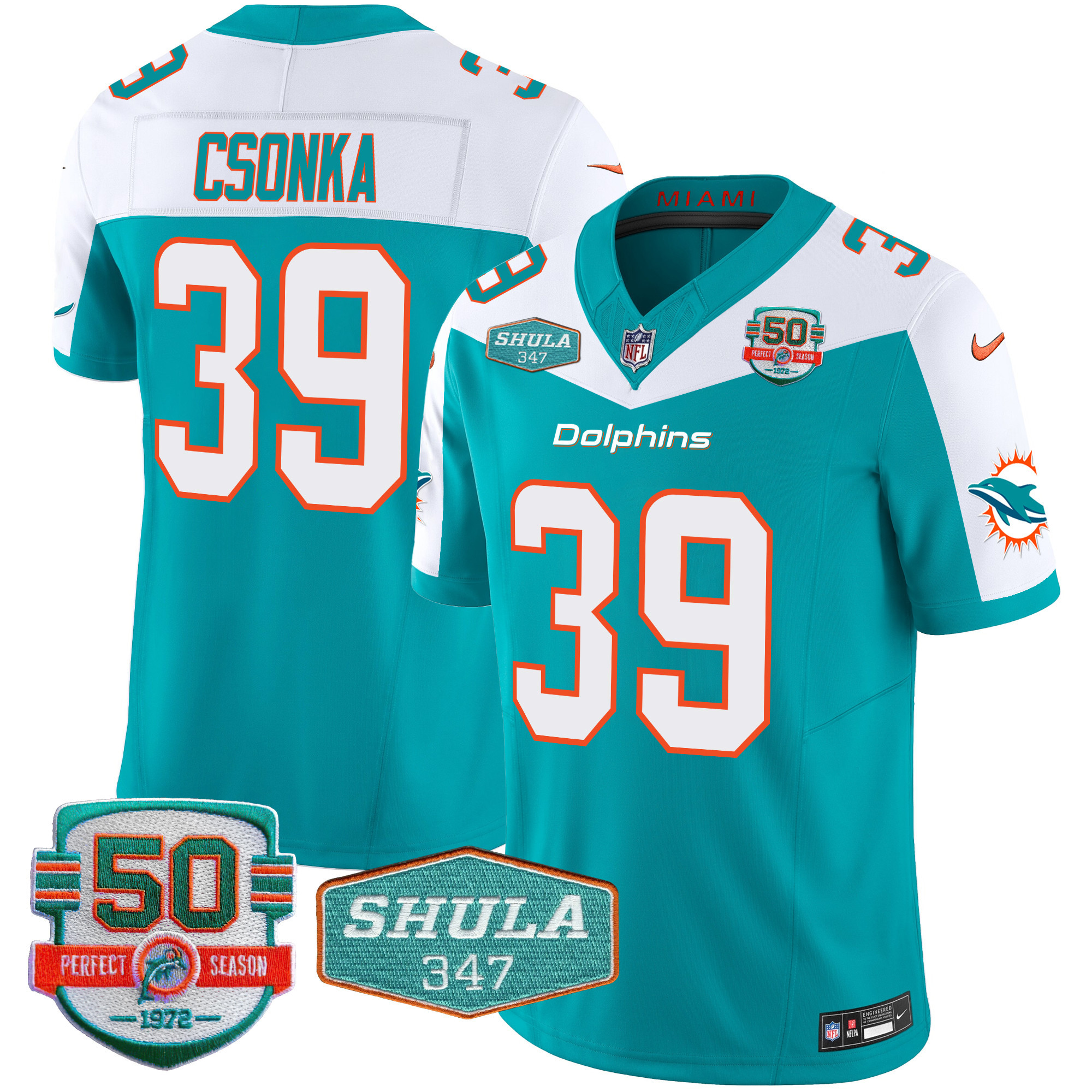 Men's Miami Dolphins Shula 347 Patch Vapor Limited Jersey V2 - All Stitched - Image 15