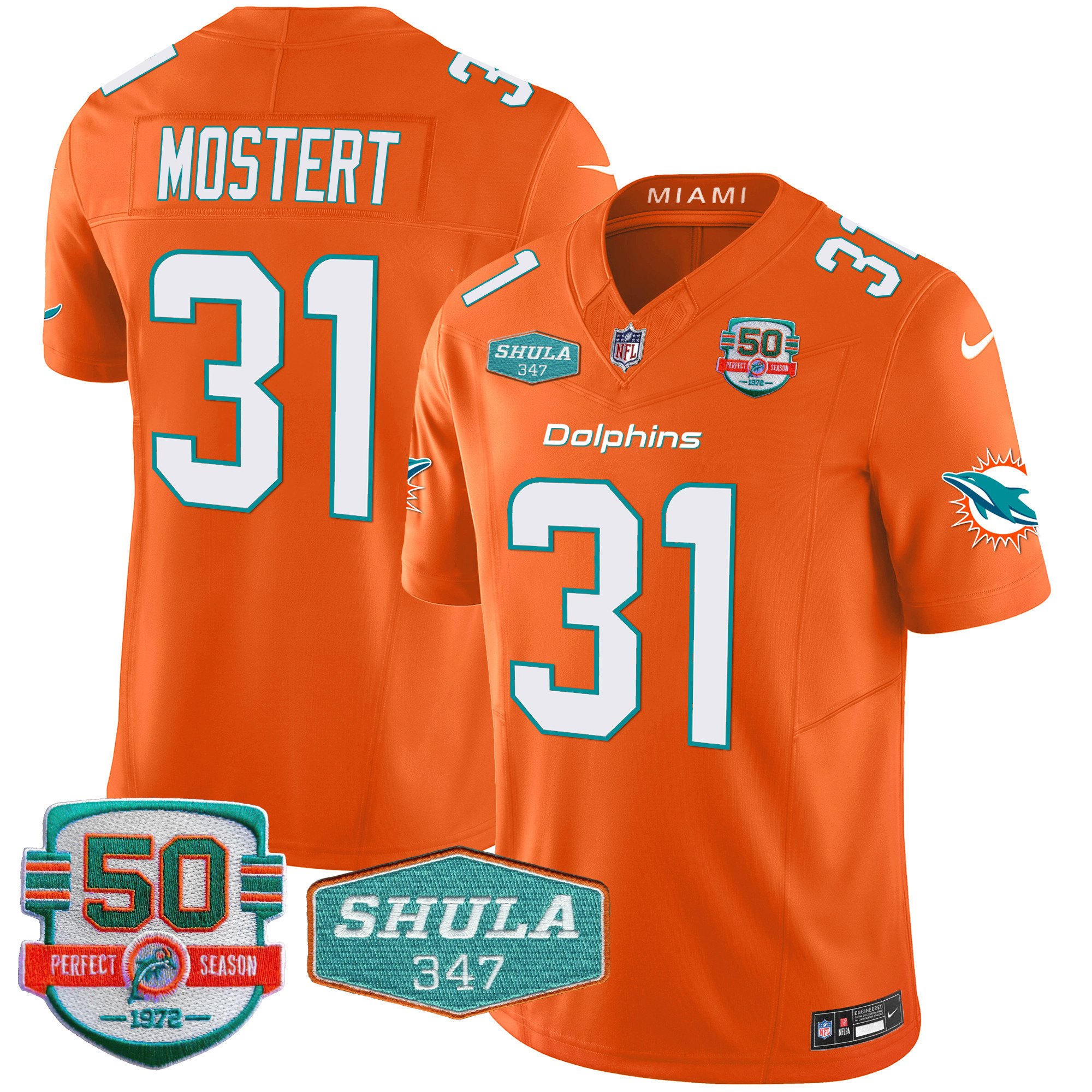 Men's Miami Dolphins Shula 347 Patch Vapor Limited Jersey V2 - All Stitched - Image 44