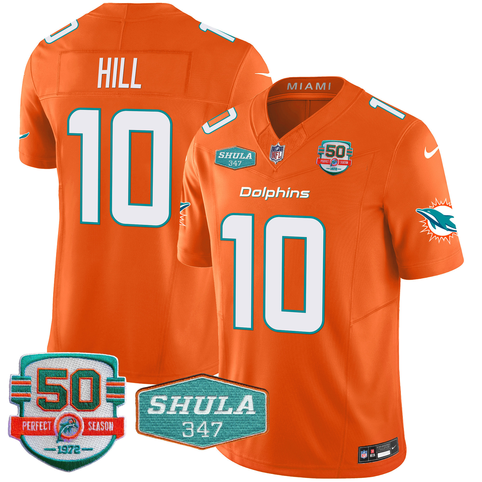 Men's Miami Dolphins Shula 347 Patch Vapor Limited Jersey V2 - All Stitched - Image 43