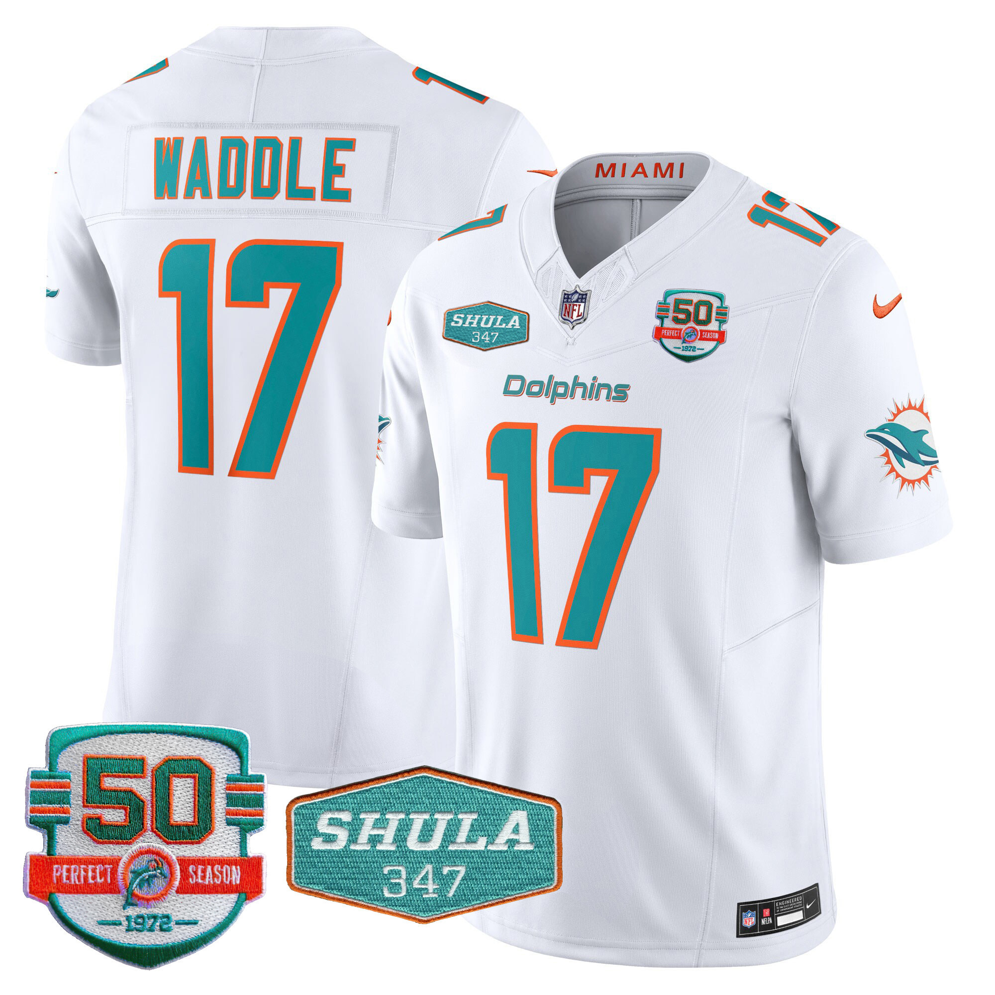 Men's Miami Dolphins Shula 347 Patch Vapor Limited Jersey V2 - All Stitched - Image 26