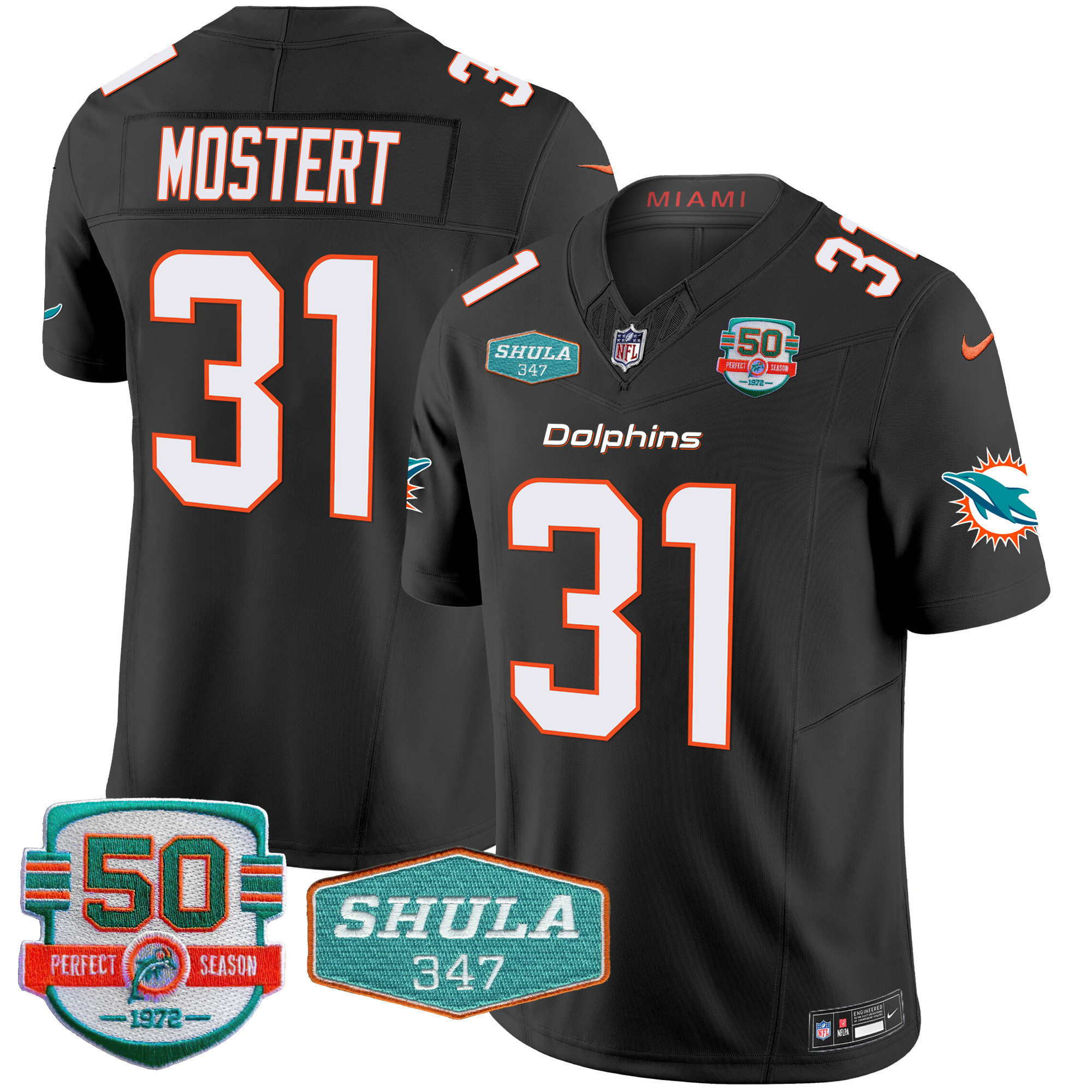 Men's Miami Dolphins Shula 347 Patch Vapor Limited Jersey V2 - All Stitched - Image 36