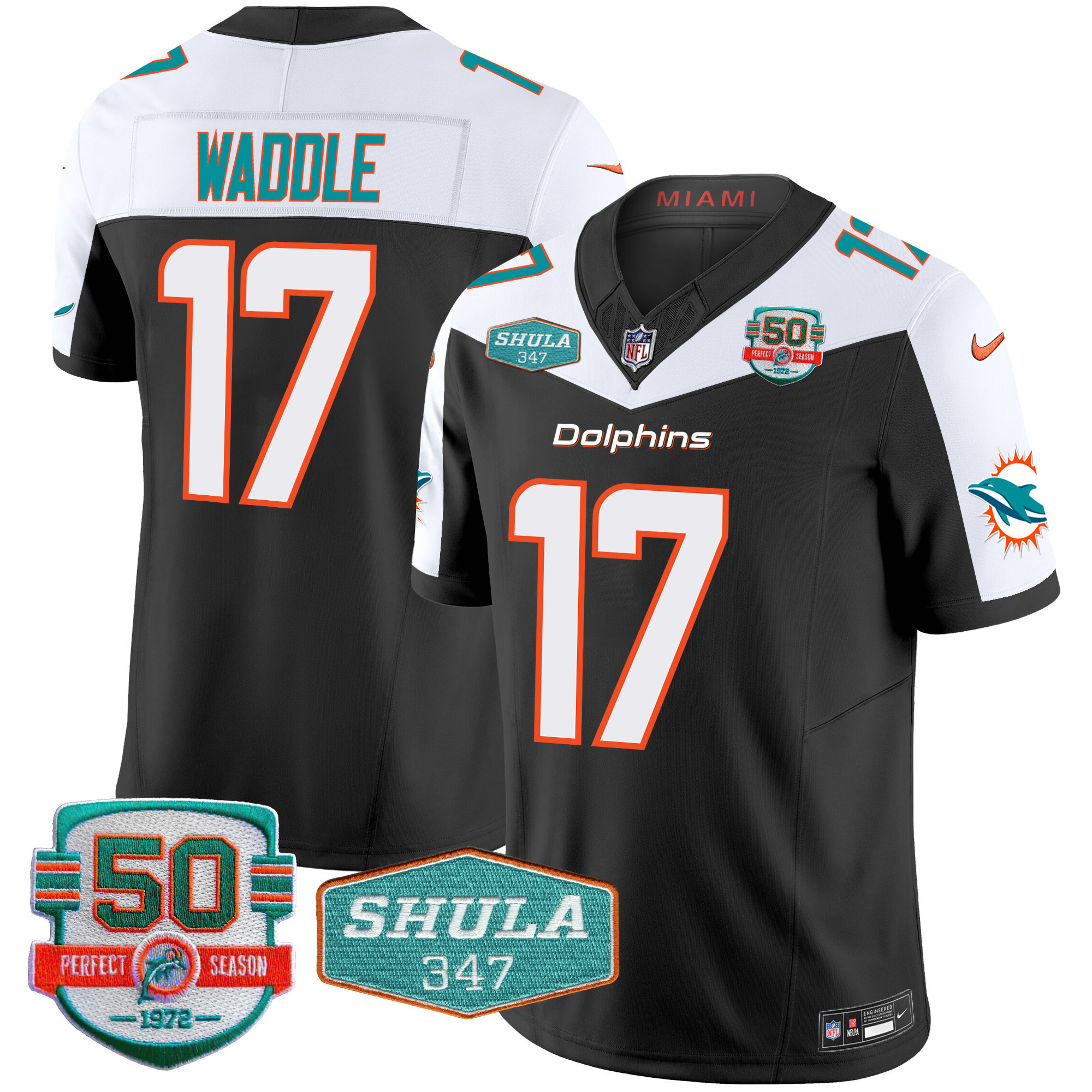 Men's Miami Dolphins Shula 347 Patch Vapor Limited Jersey V2 - All Stitched - Image 2