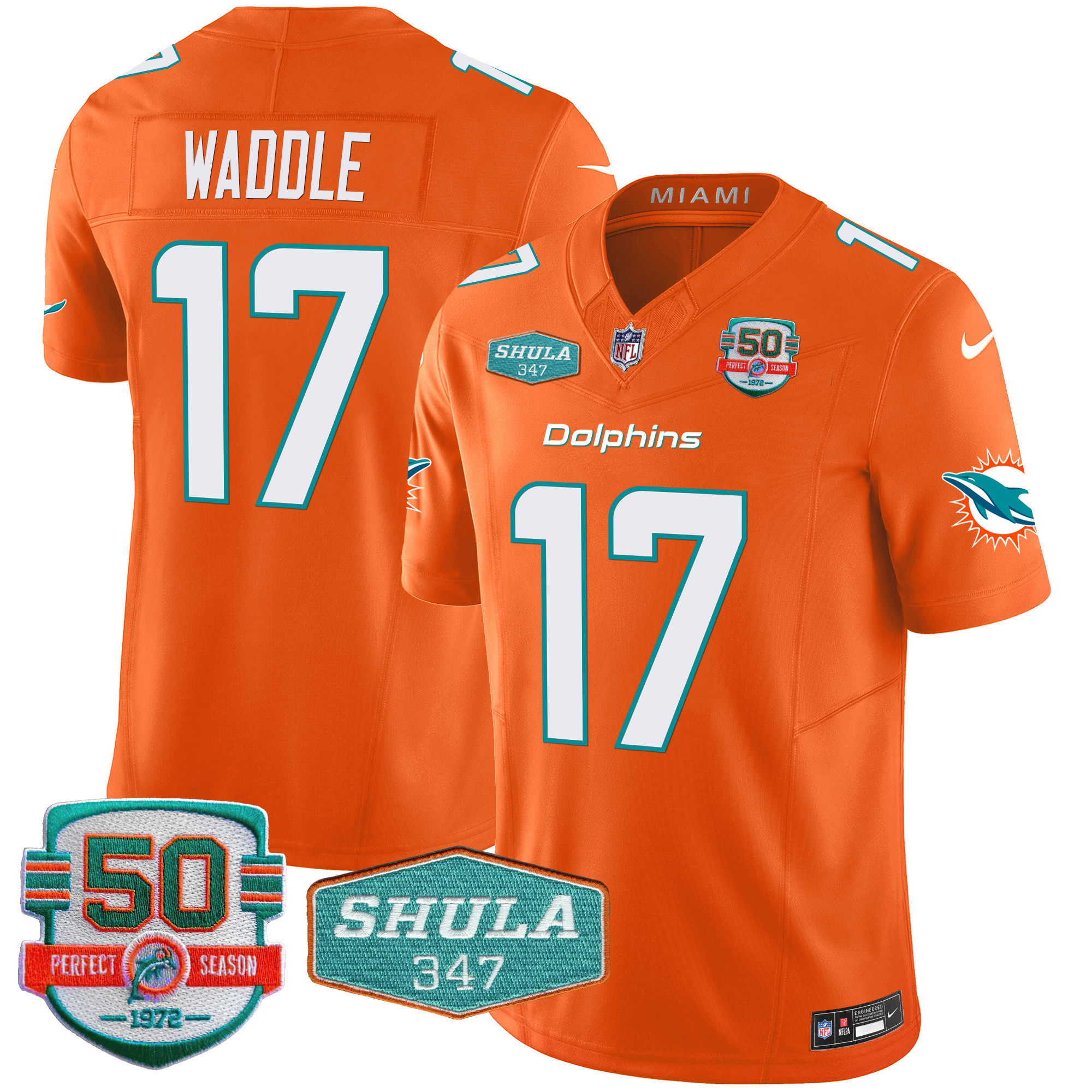Men's Miami Dolphins Shula 347 Patch Vapor Limited Jersey V2 - All Stitched - Image 42