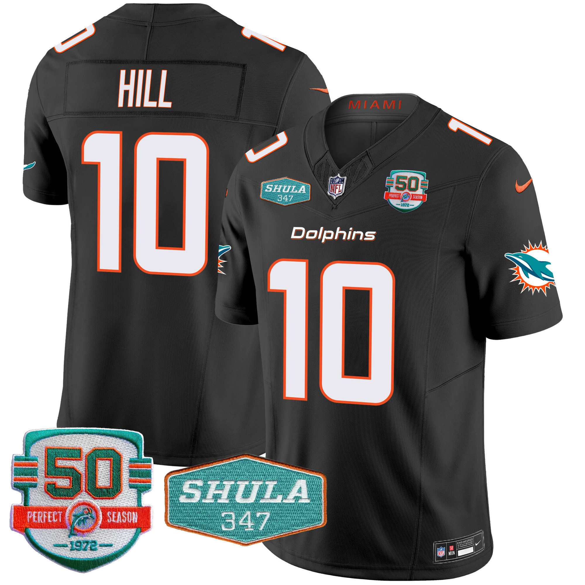 Men's Miami Dolphins Shula 347 Patch Vapor Limited Jersey V2 - All Stitched - Image 35