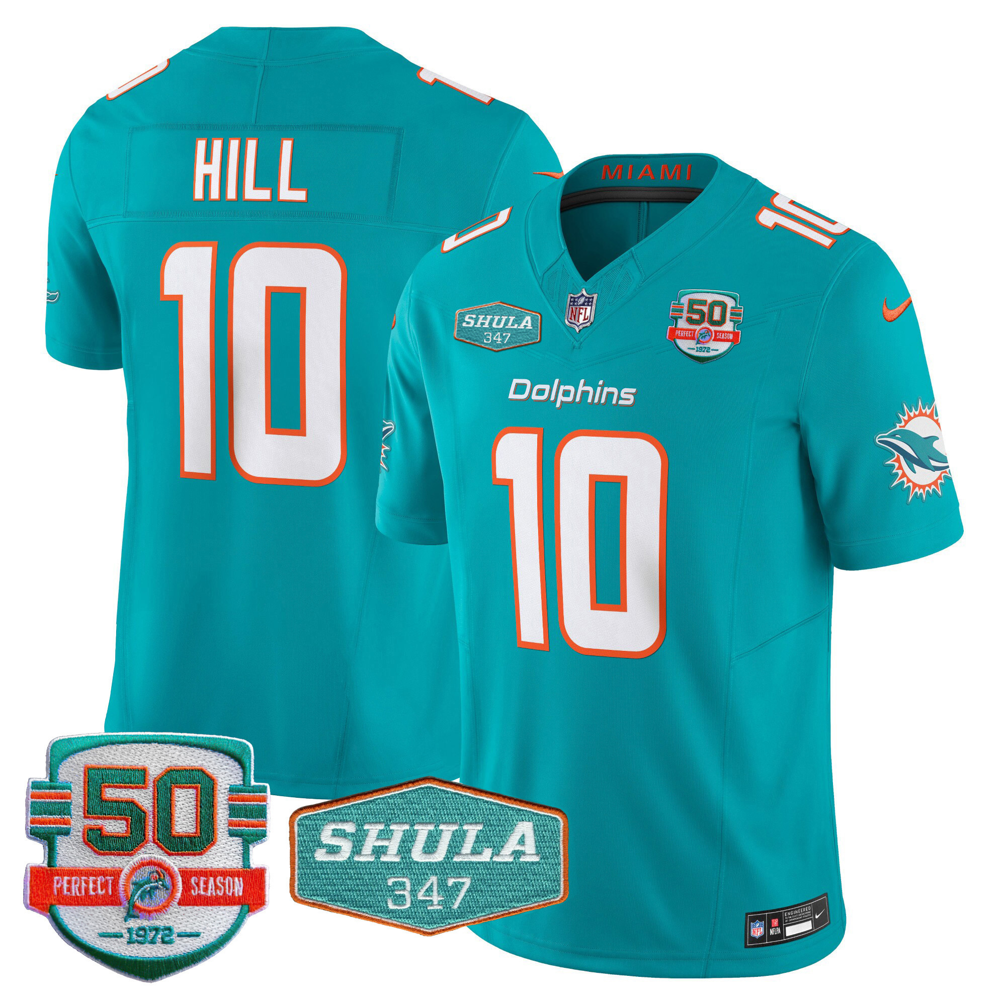Men's Miami Dolphins Shula 347 Patch Vapor Limited Jersey V2 - All Stitched - Image 19