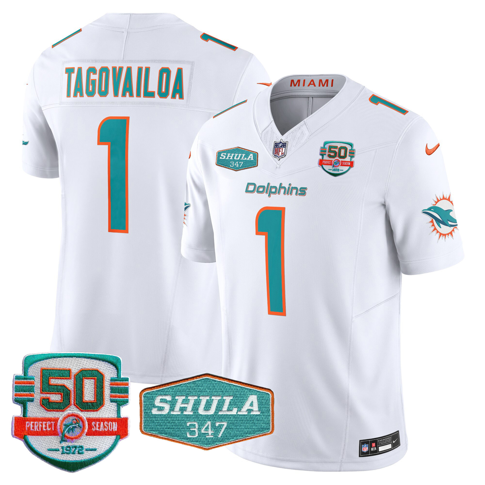 Men's Miami Dolphins Shula 347 Patch Vapor Limited Jersey V2 - All Stitched - Image 25
