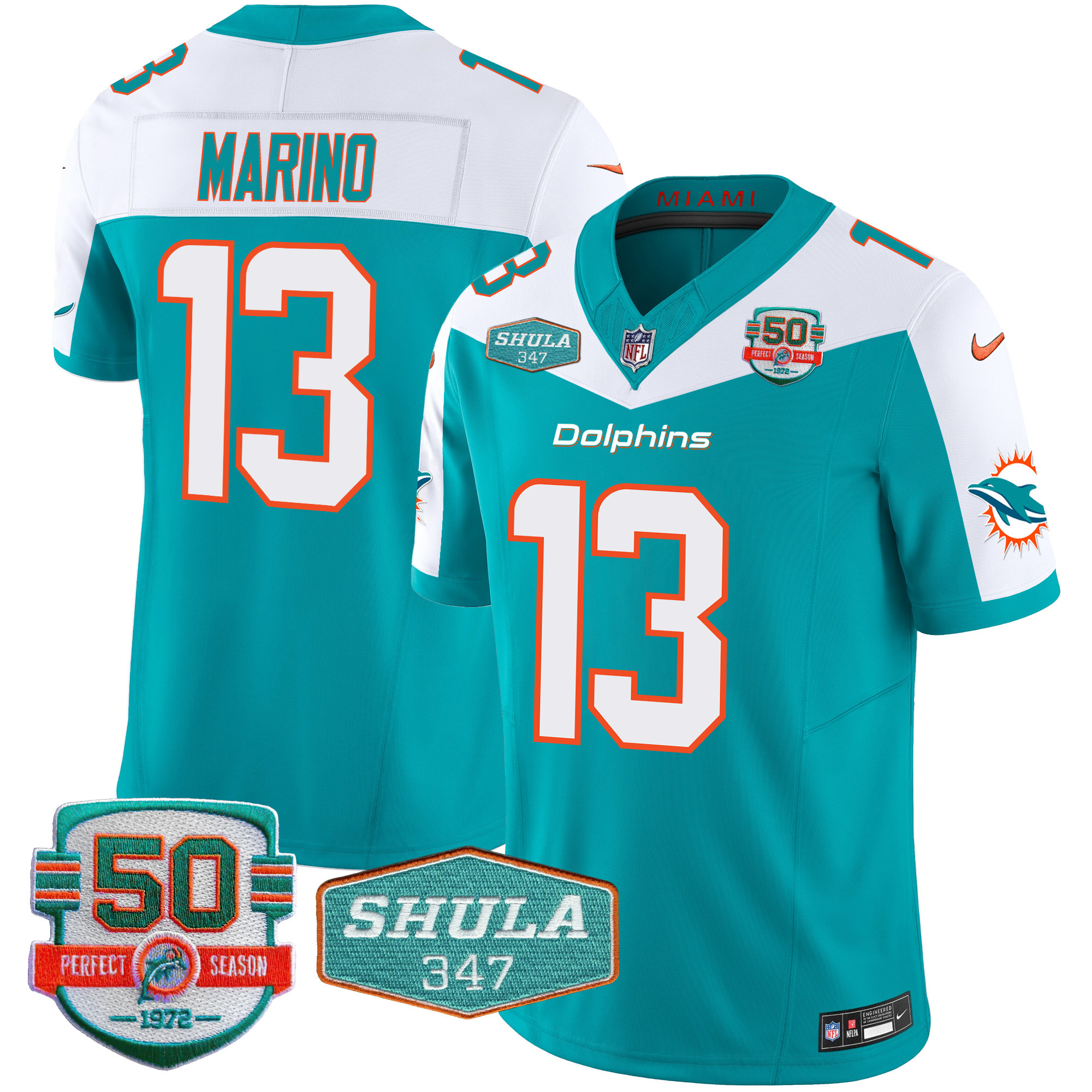 Men's Miami Dolphins Shula 347 Patch Vapor Limited Jersey V2 - All Stitched - Image 13