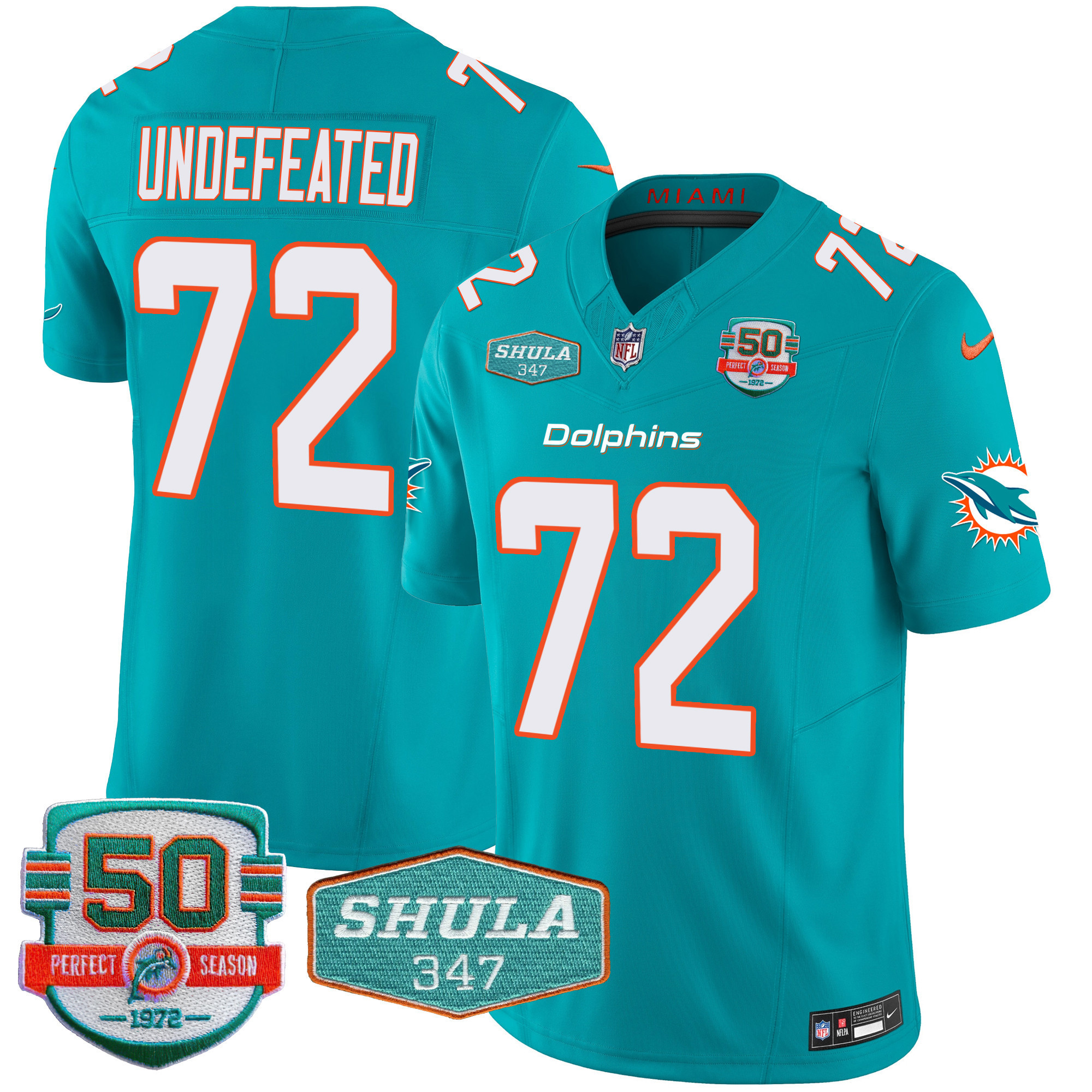 Men's Miami Dolphins Shula 347 Patch Vapor Limited Jersey V2 - All Stitched - Image 24
