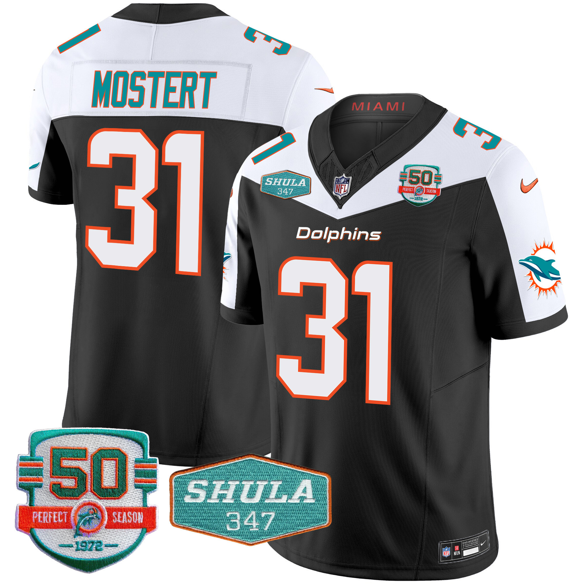 Men's Miami Dolphins Shula 347 Patch Vapor Limited Jersey V2 - All Stitched - Image 4