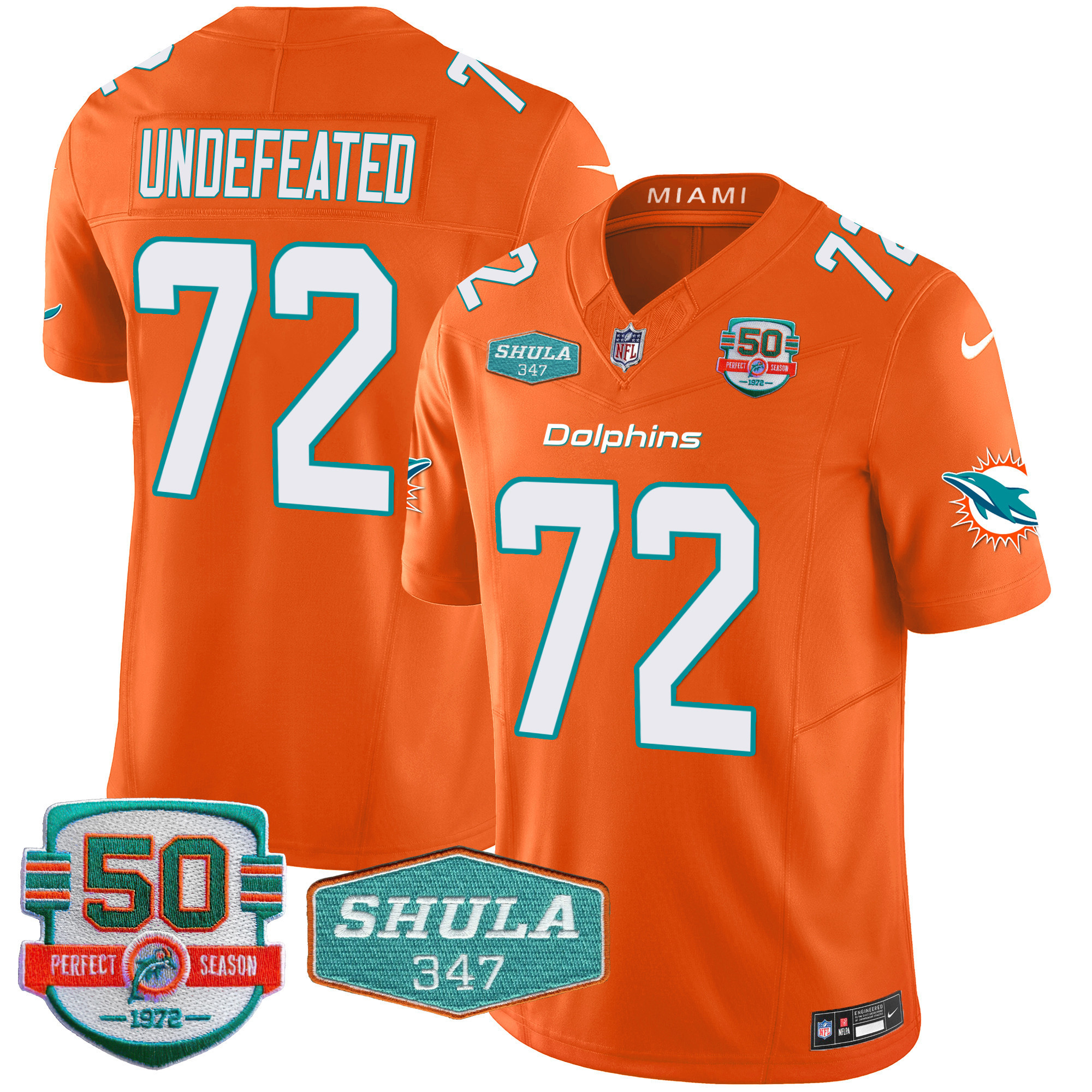 Men's Miami Dolphins Shula 347 Patch Vapor Limited Jersey V2 - All Stitched - Image 48