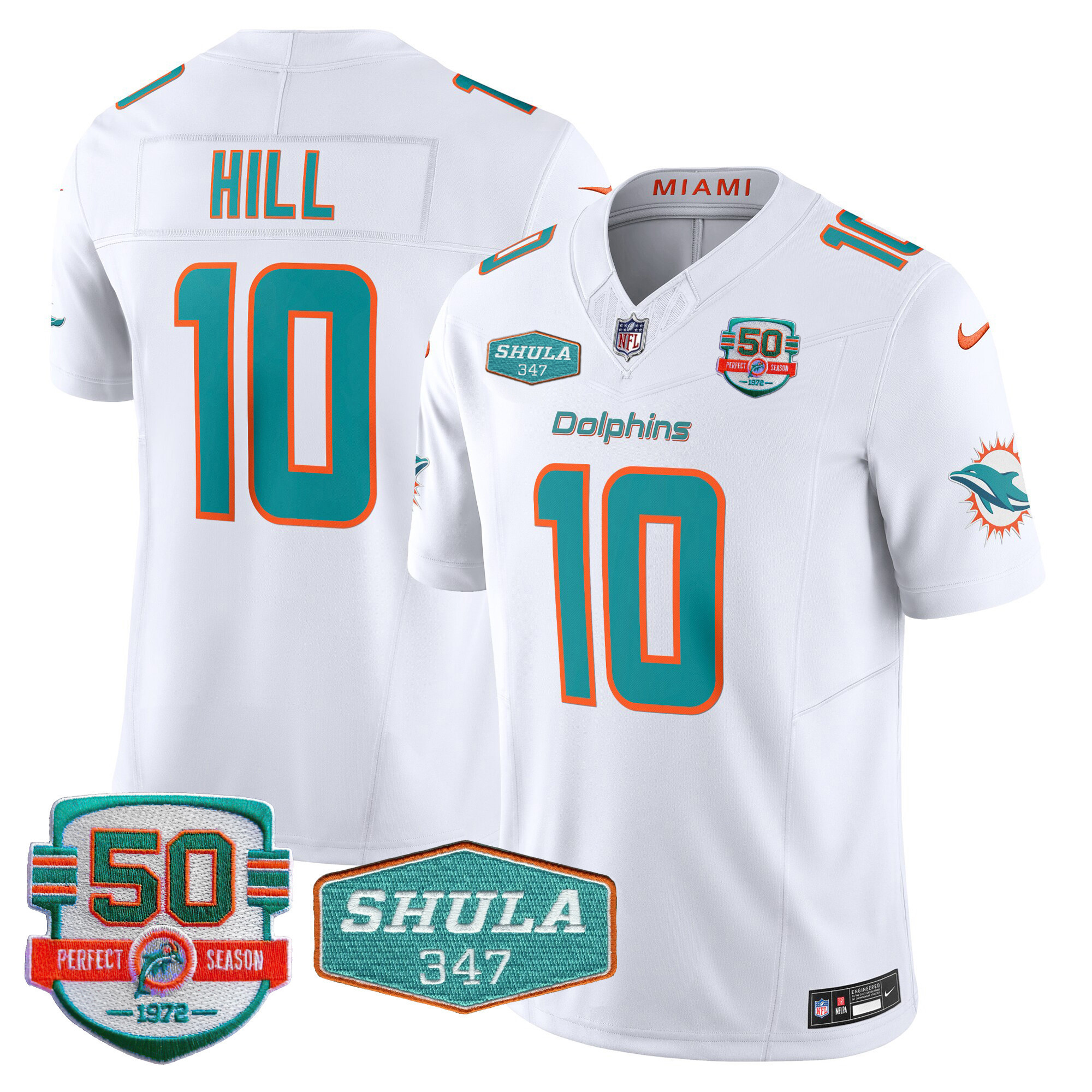 Men's Miami Dolphins Shula 347 Patch Vapor Limited Jersey V2 - All Stitched - Image 27