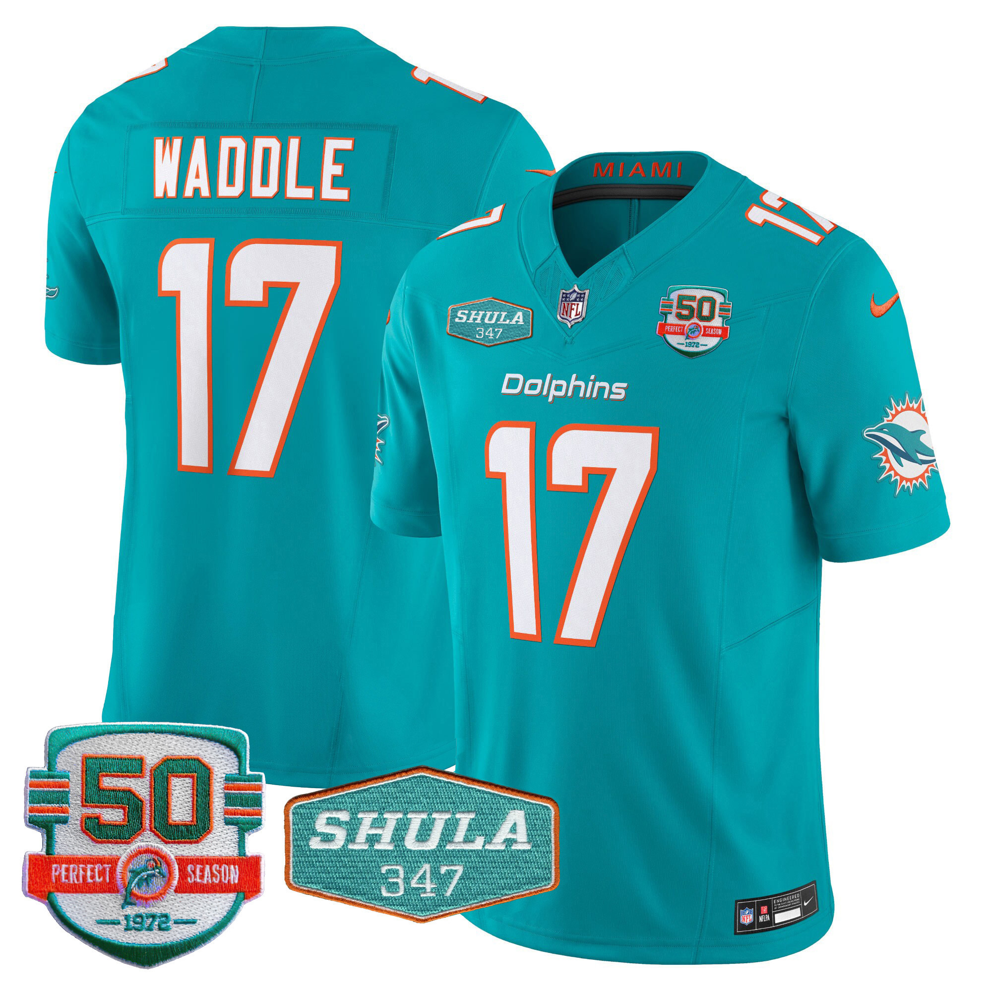Men's Miami Dolphins Shula 347 Patch Vapor Limited Jersey V2 - All Stitched - Image 18