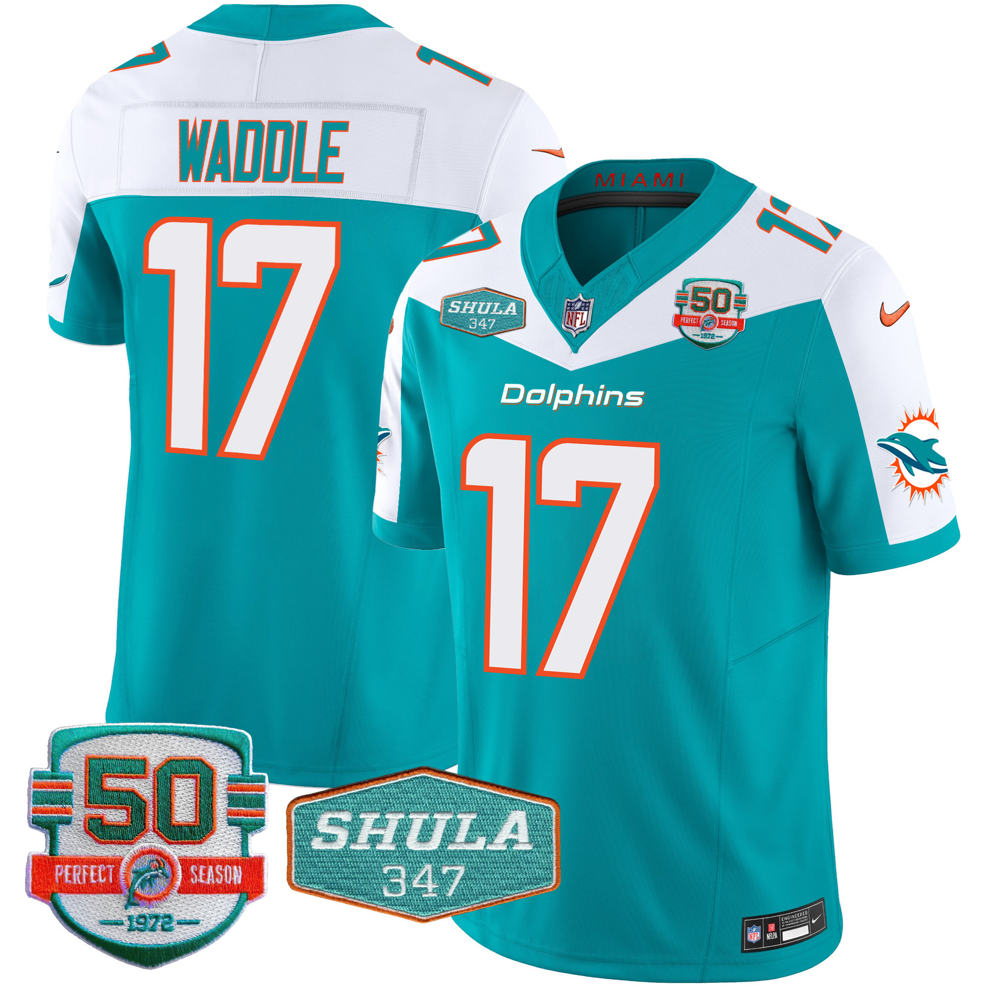 Men's Miami Dolphins Shula 347 Patch Vapor Limited Jersey V2 - All Stitched - Image 10