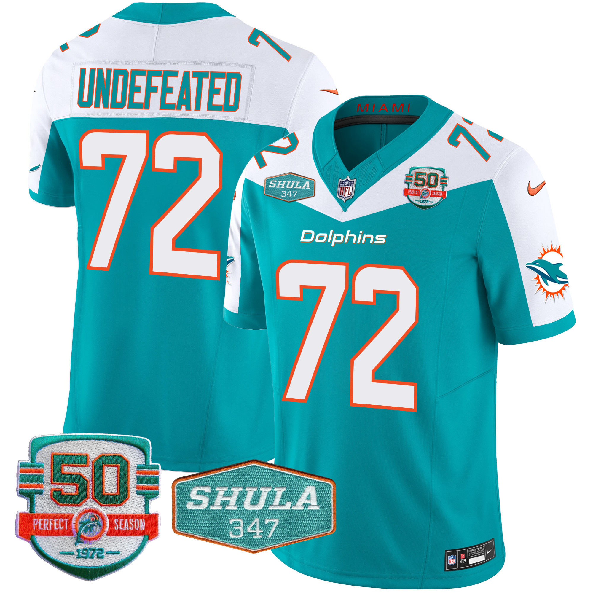 Men's Miami Dolphins Shula 347 Patch Vapor Limited Jersey V2 - All Stitched - Image 16