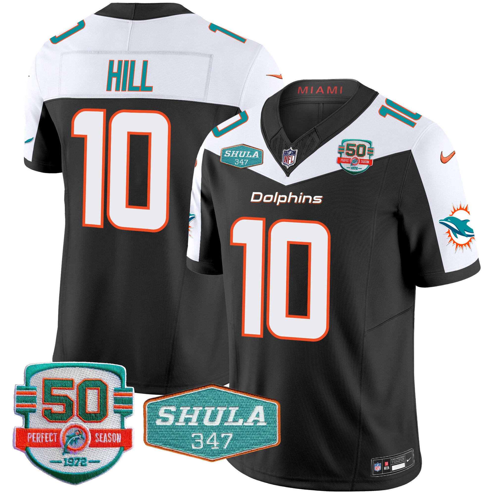 Men's Miami Dolphins Shula 347 Patch Vapor Limited Jersey V2 - All Stitched - Image 3