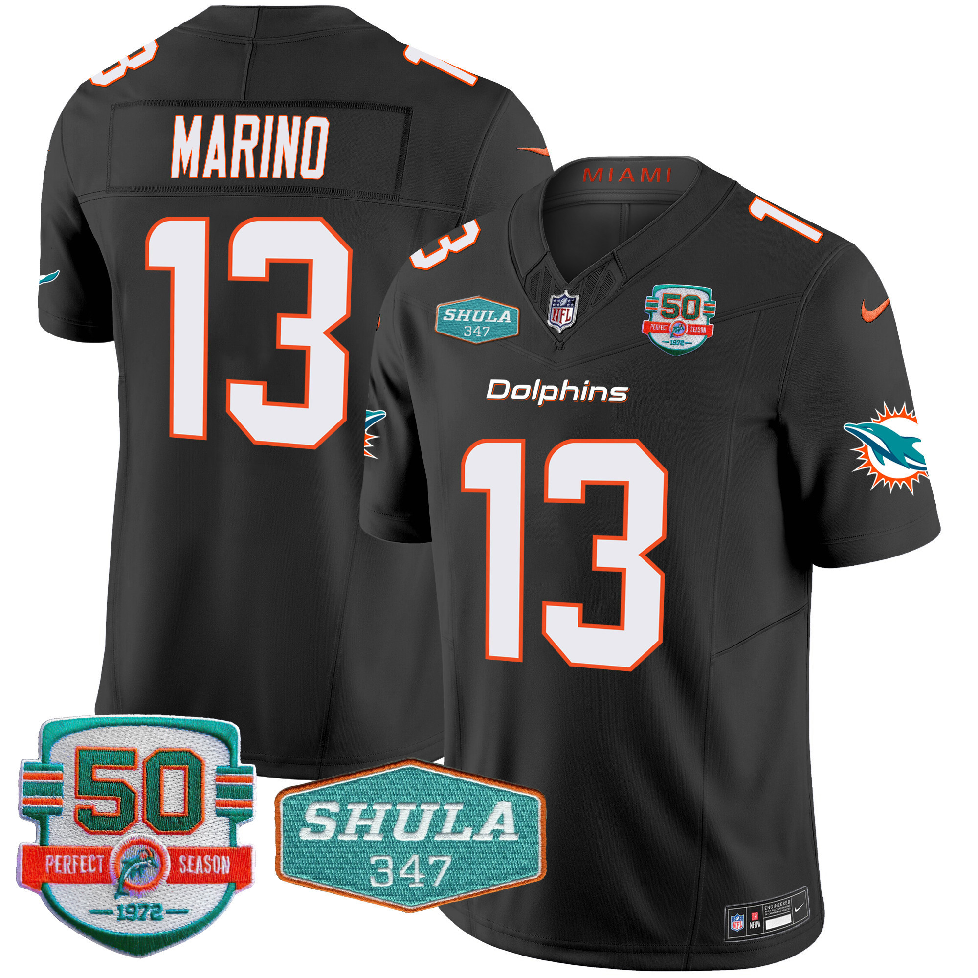 Men's Miami Dolphins Shula 347 Patch Vapor Limited Jersey V2 - All Stitched - Image 37