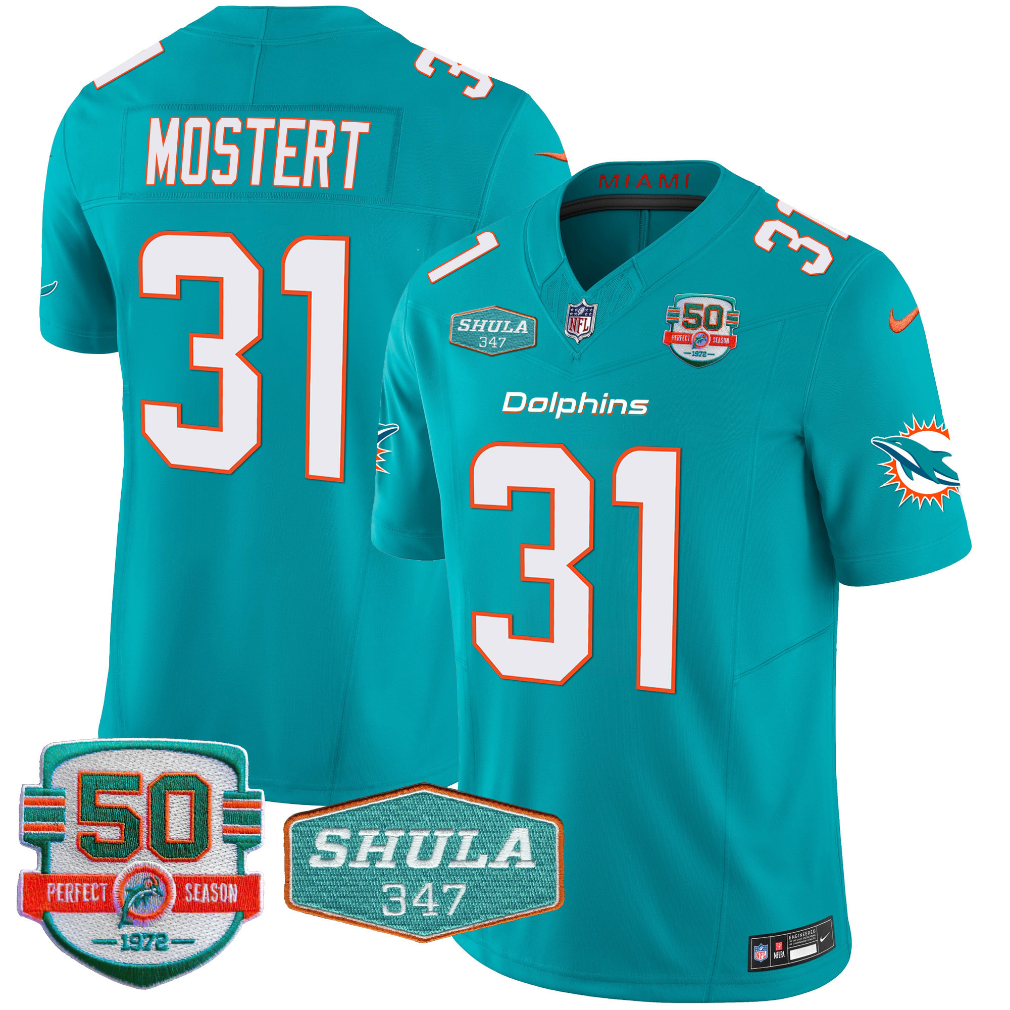 Men's Miami Dolphins Shula 347 Patch Vapor Limited Jersey V2 - All Stitched - Image 20