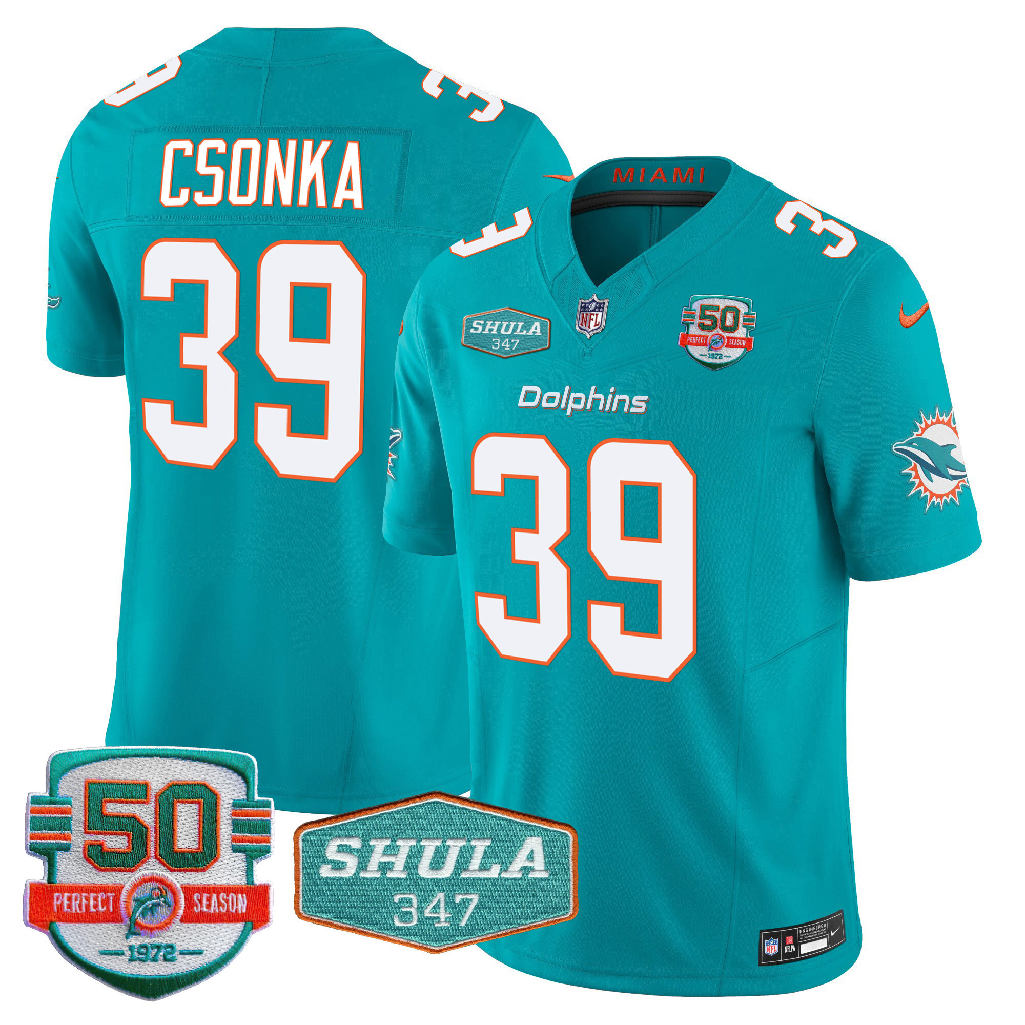 Men's Miami Dolphins Shula 347 Patch Vapor Limited Jersey V2 - All Stitched - Image 23