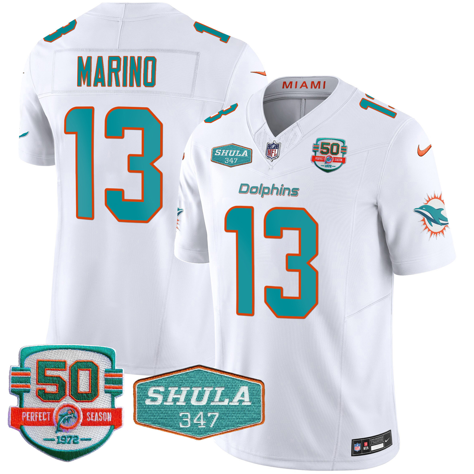 Men's Miami Dolphins Shula 347 Patch Vapor Limited Jersey V2 - All Stitched - Image 29